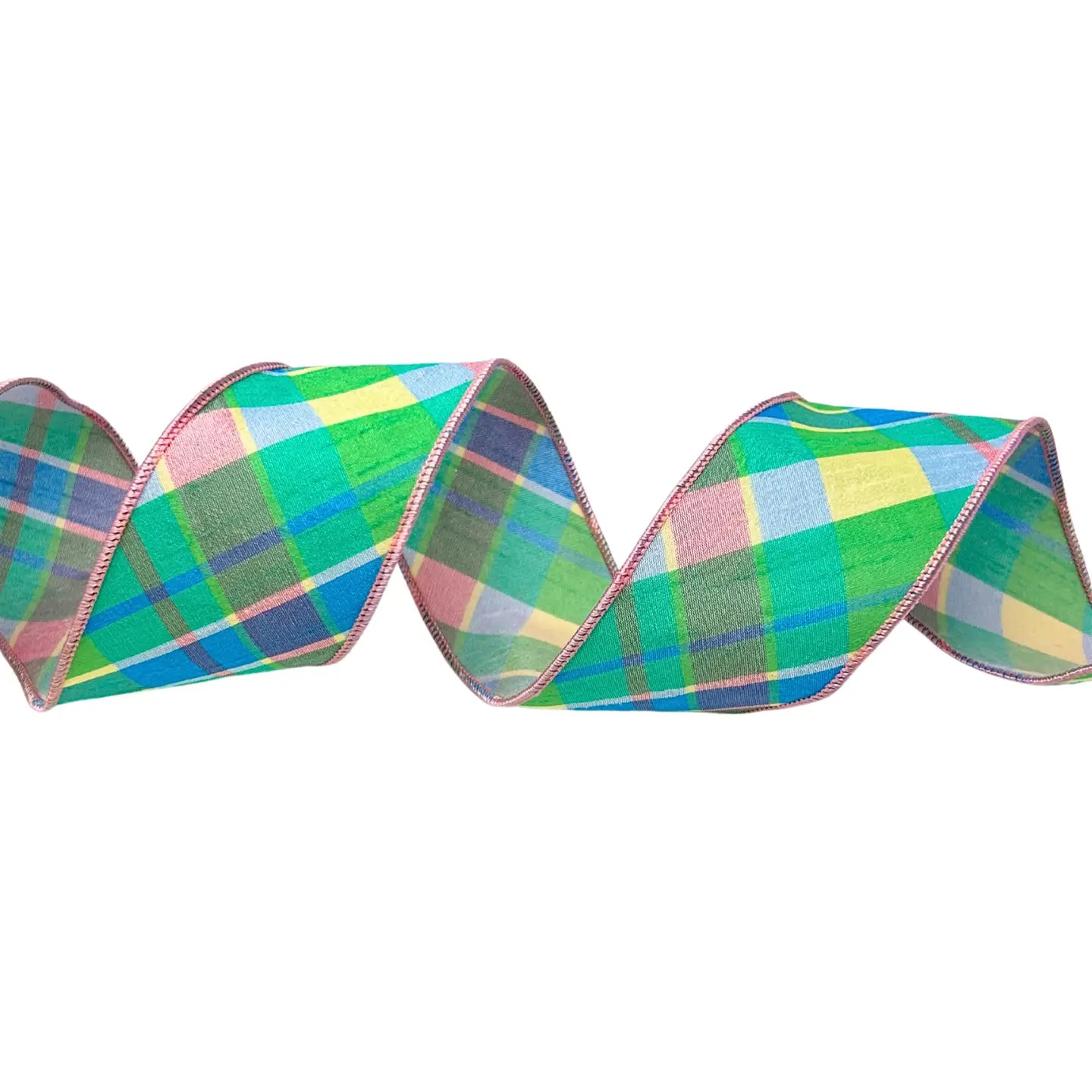 1.5" Wide Blooming Garden Plaid - Multi Pastel Ribbon