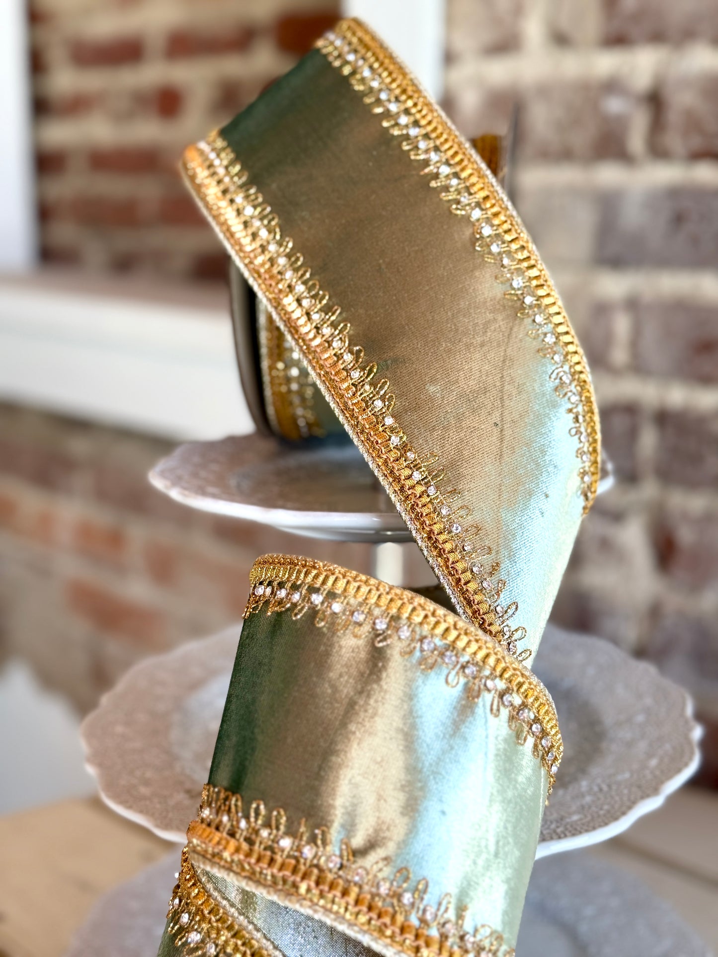 4” Celadon Tiffany Velvet Ribbon