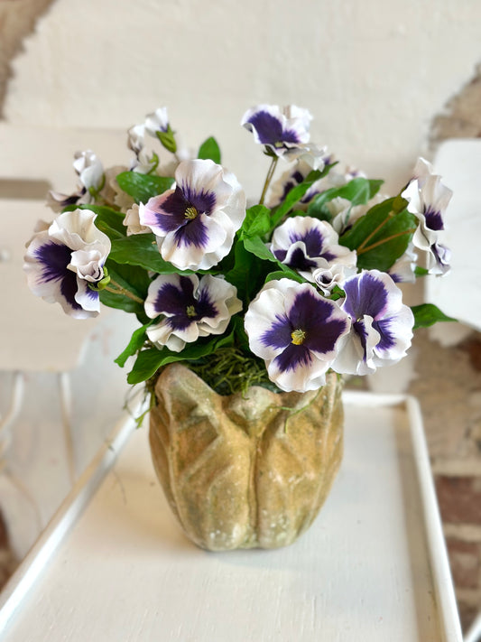 Purple Potted Pansies- Leaf Pot