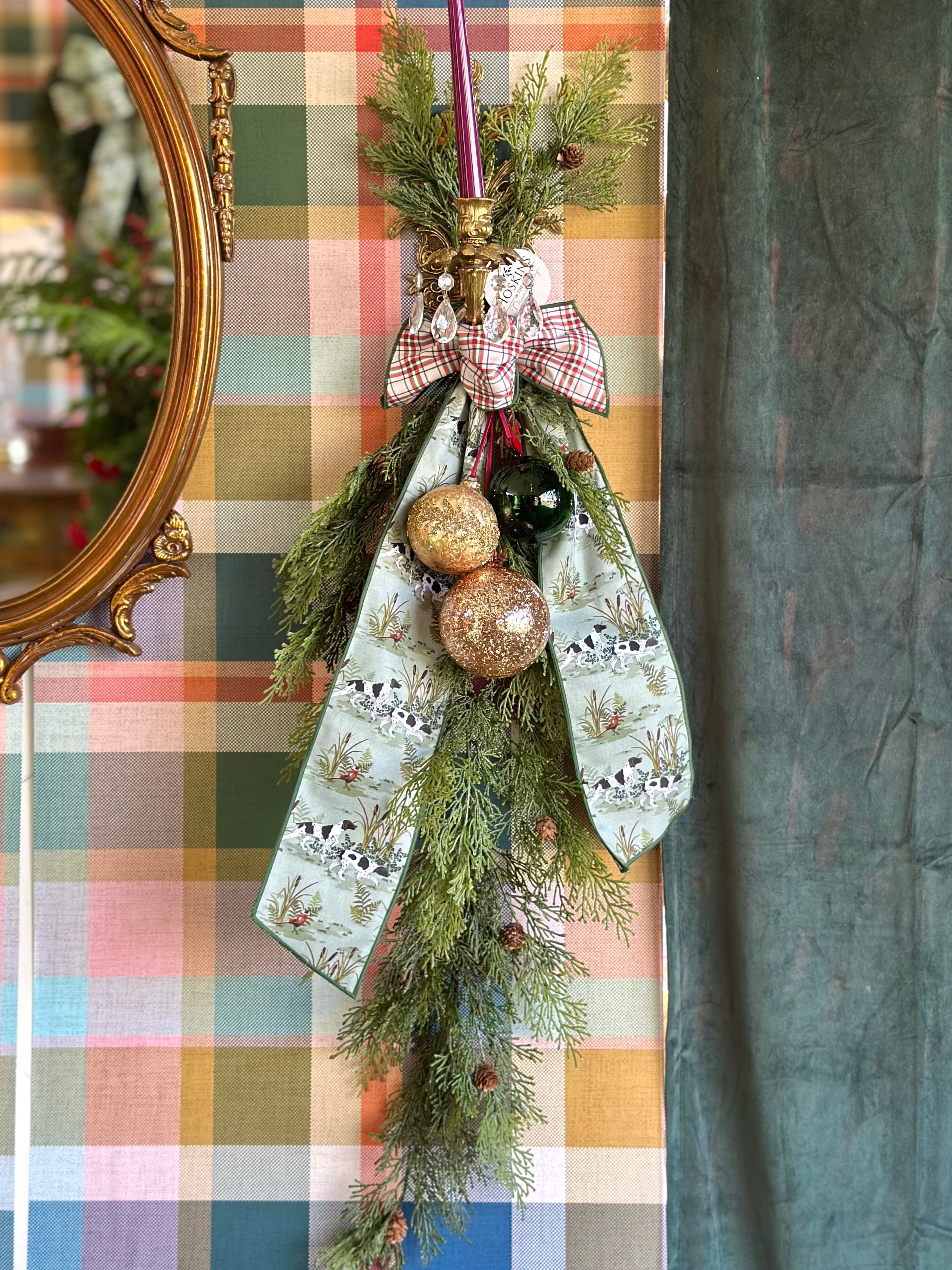 On the Hunt/Plaid Back Ornament Swag