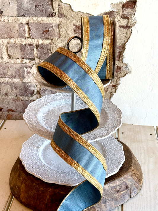 2.5” Steel Blue Twinkle Borders Ribbon