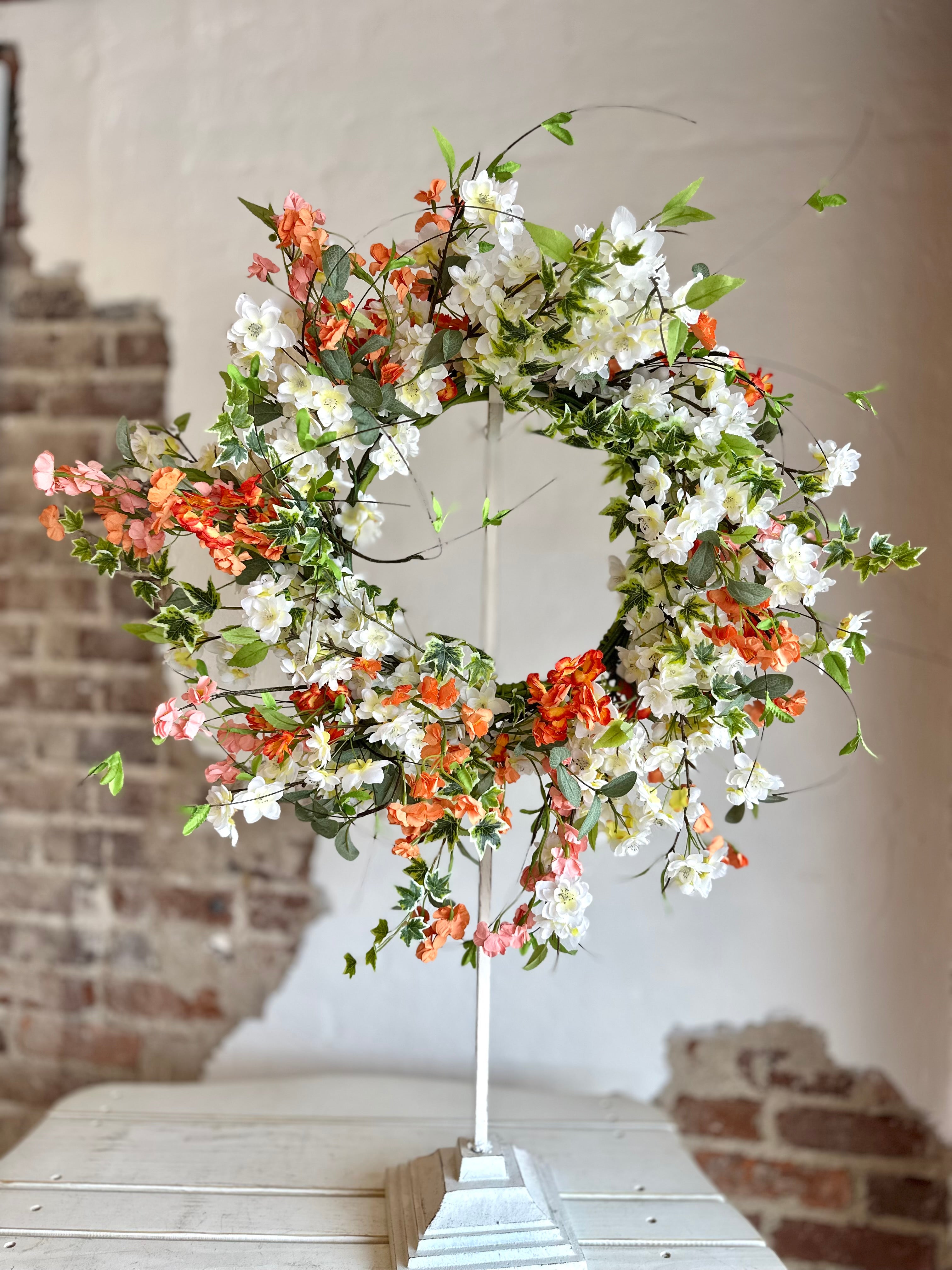 Peach Cherry Blossoms Wreath