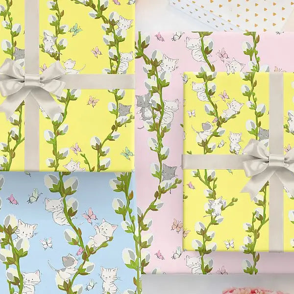 Pussy Willow Kitty Cat Gift Wrap Sheets