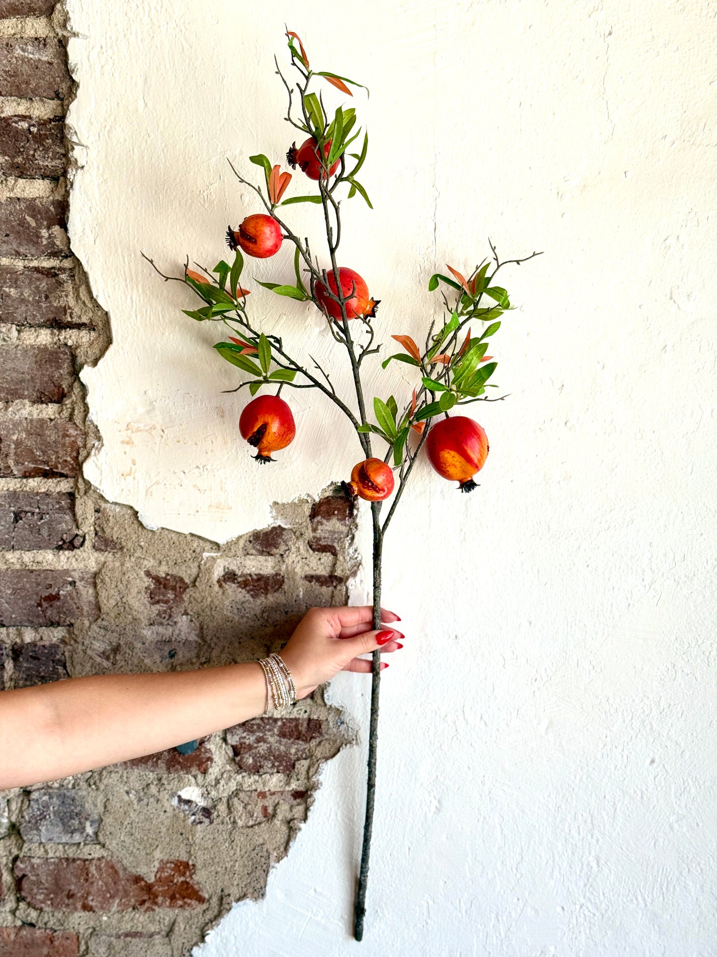 37" POMEGRANATE SPRAY, RED/ORANGE