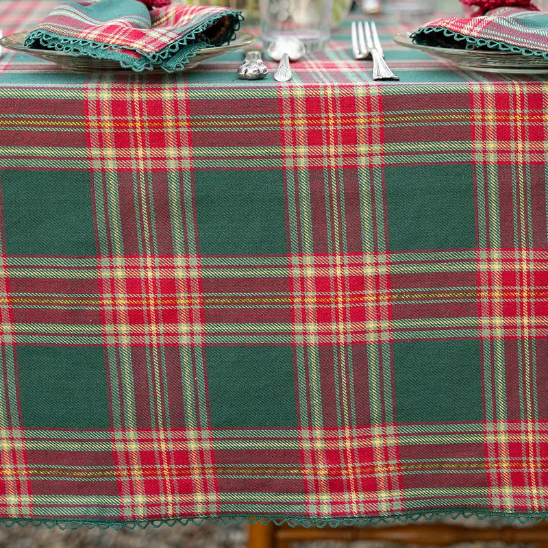 Jolly Plaid Tablecloth - Green - 54x54