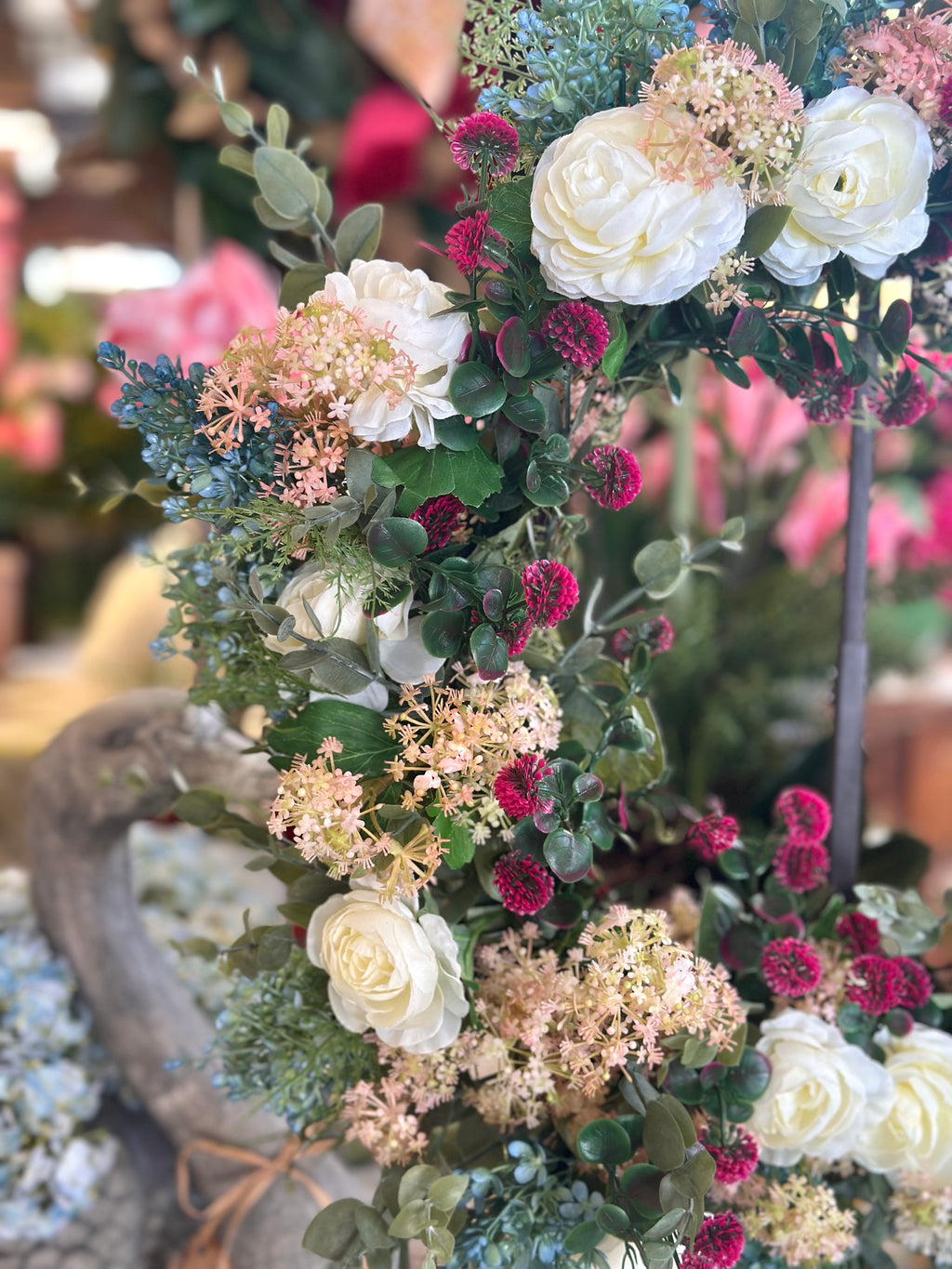 Wild Flowers & White Ranunculus Wreath