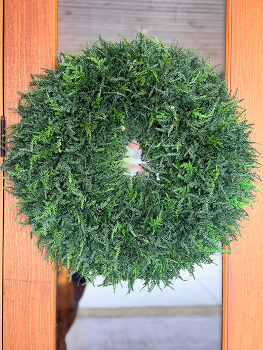 24" UV TWO TONE PE NATURAL CEDAR WREATH