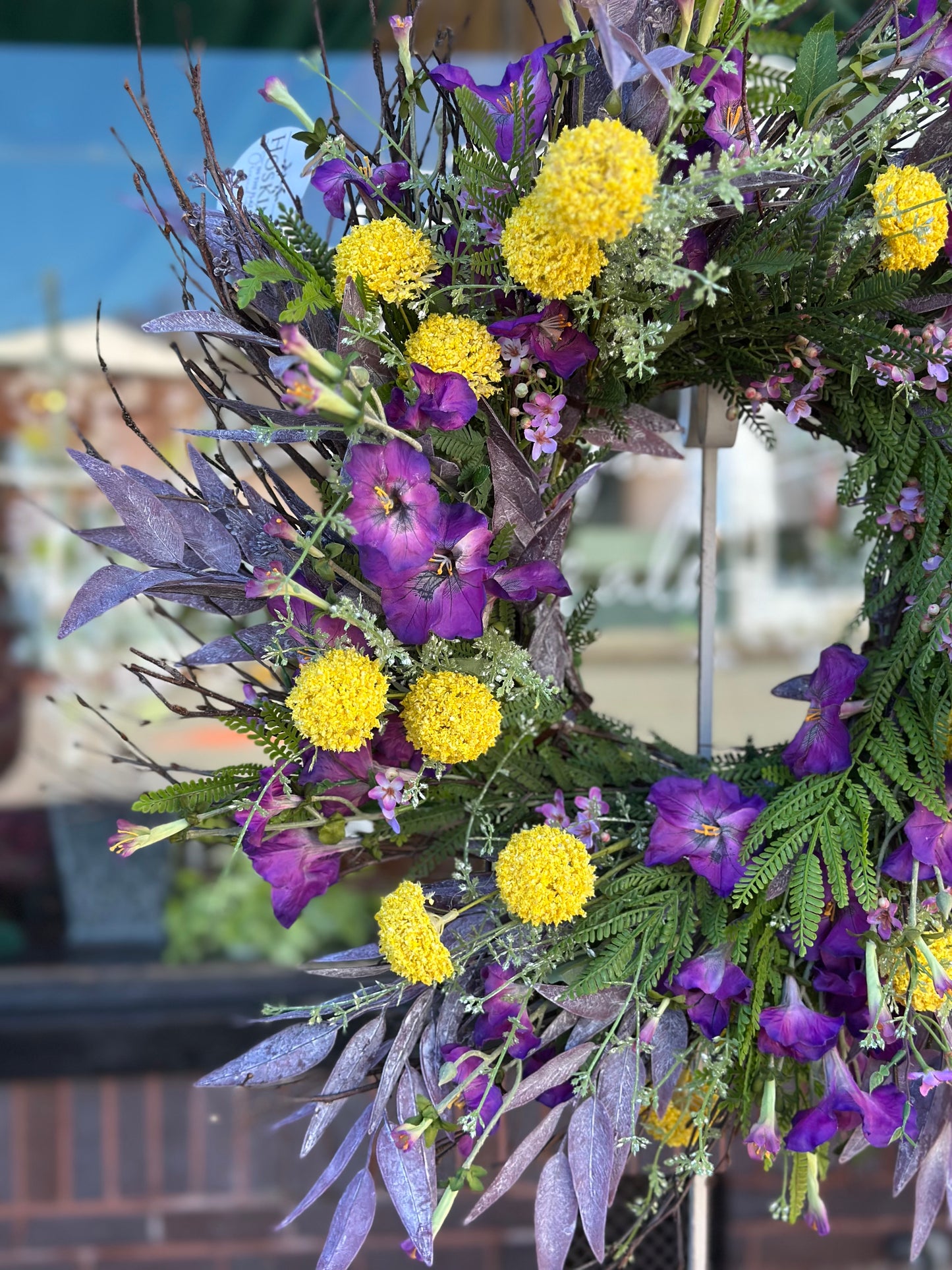 Lavender & Yellow Puffs Wreath