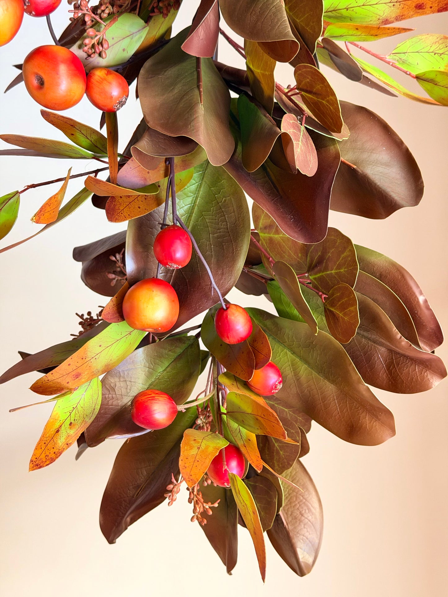 26"FALL MAGNOLIA & CRABAPPLE SWAG
