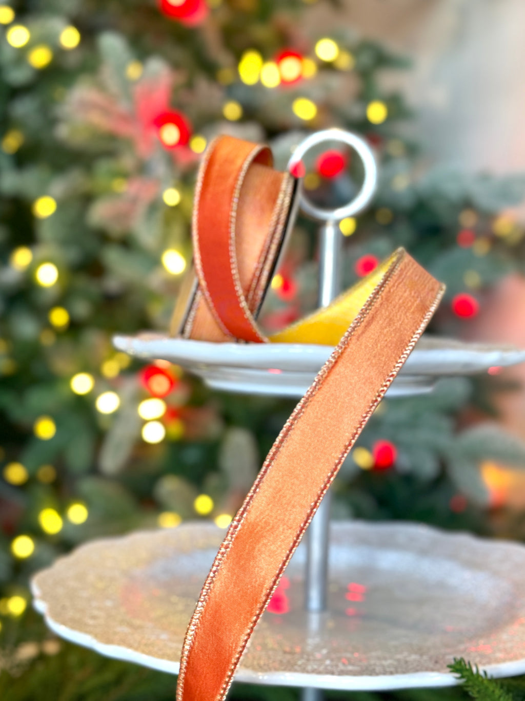 1" Wide Taffeta double side, yellow/orange