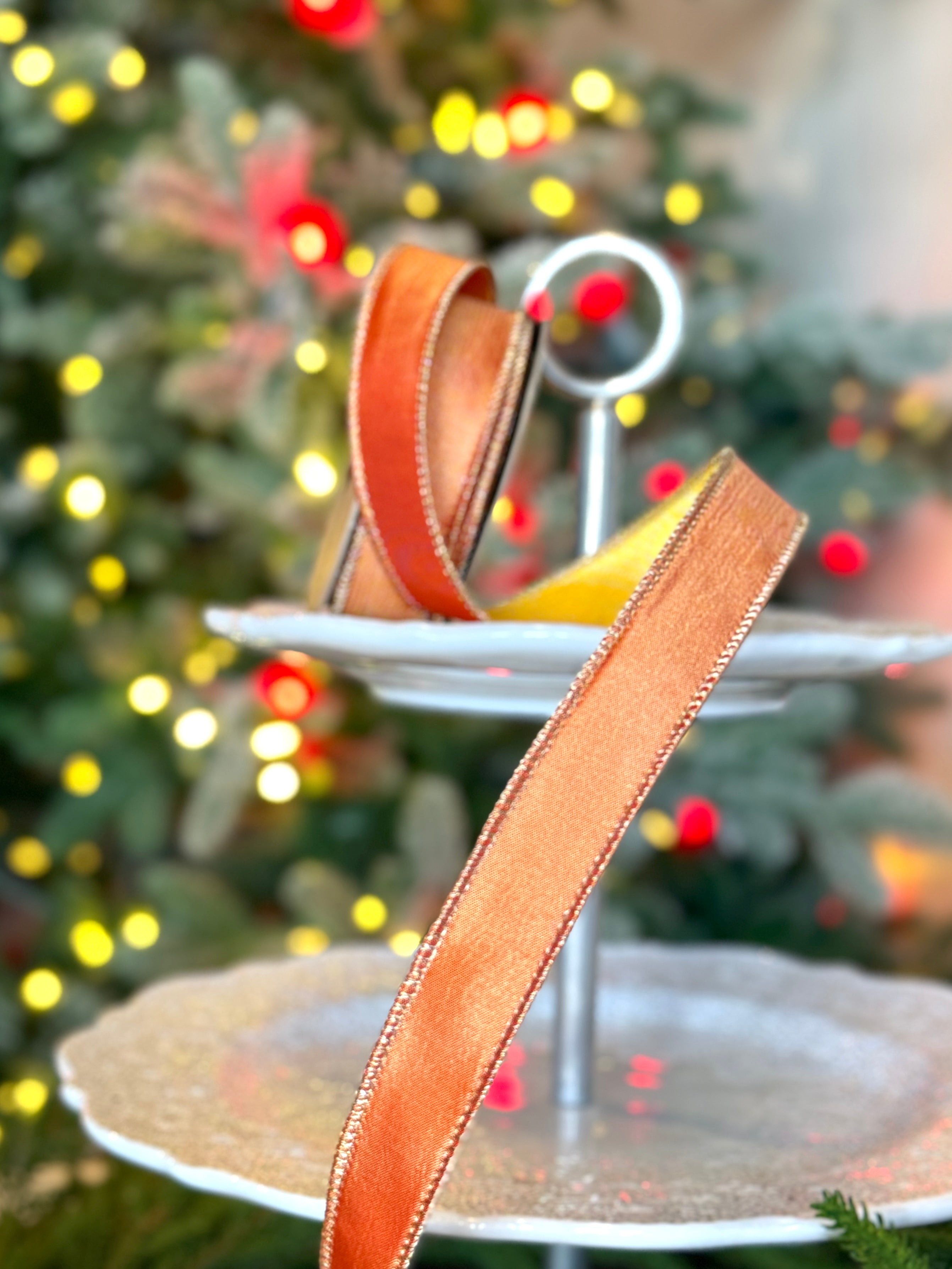 1" Wide Taffeta double side, yellow/orange