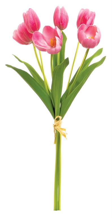 NATURAL-TOUCH SMALL TULIP BUNDLE X6, 18", 1.25"-2" BLOOMS, EVA FOAM, HOT PINK