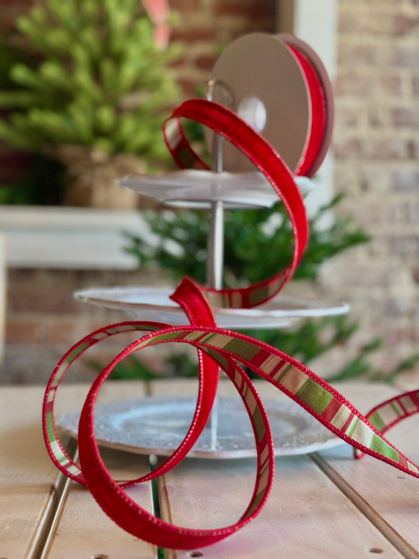 1" VELVET W/ESTATE PLAID BACKED RIBBON -SOLD BY THE YARD