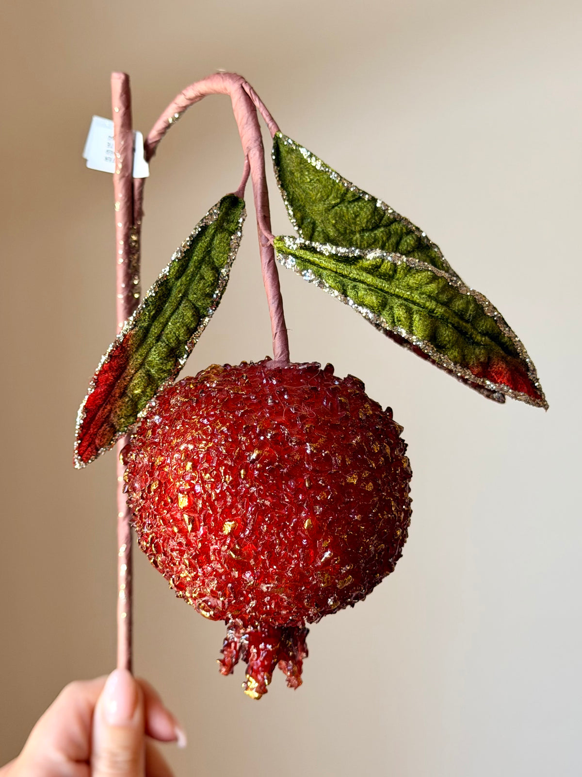 14" SUGAR BEADED POMEGRANATE STEM