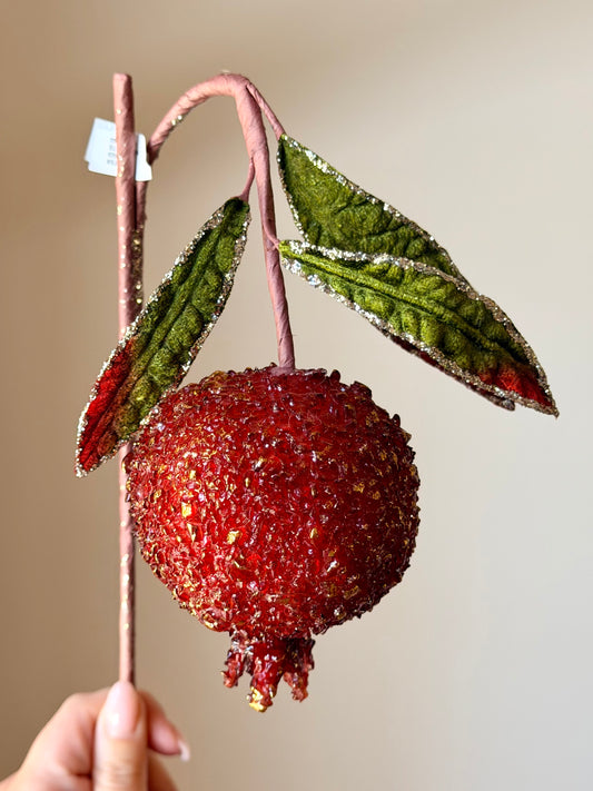 14" GLITTER BEADED POMEGRANATE STEM