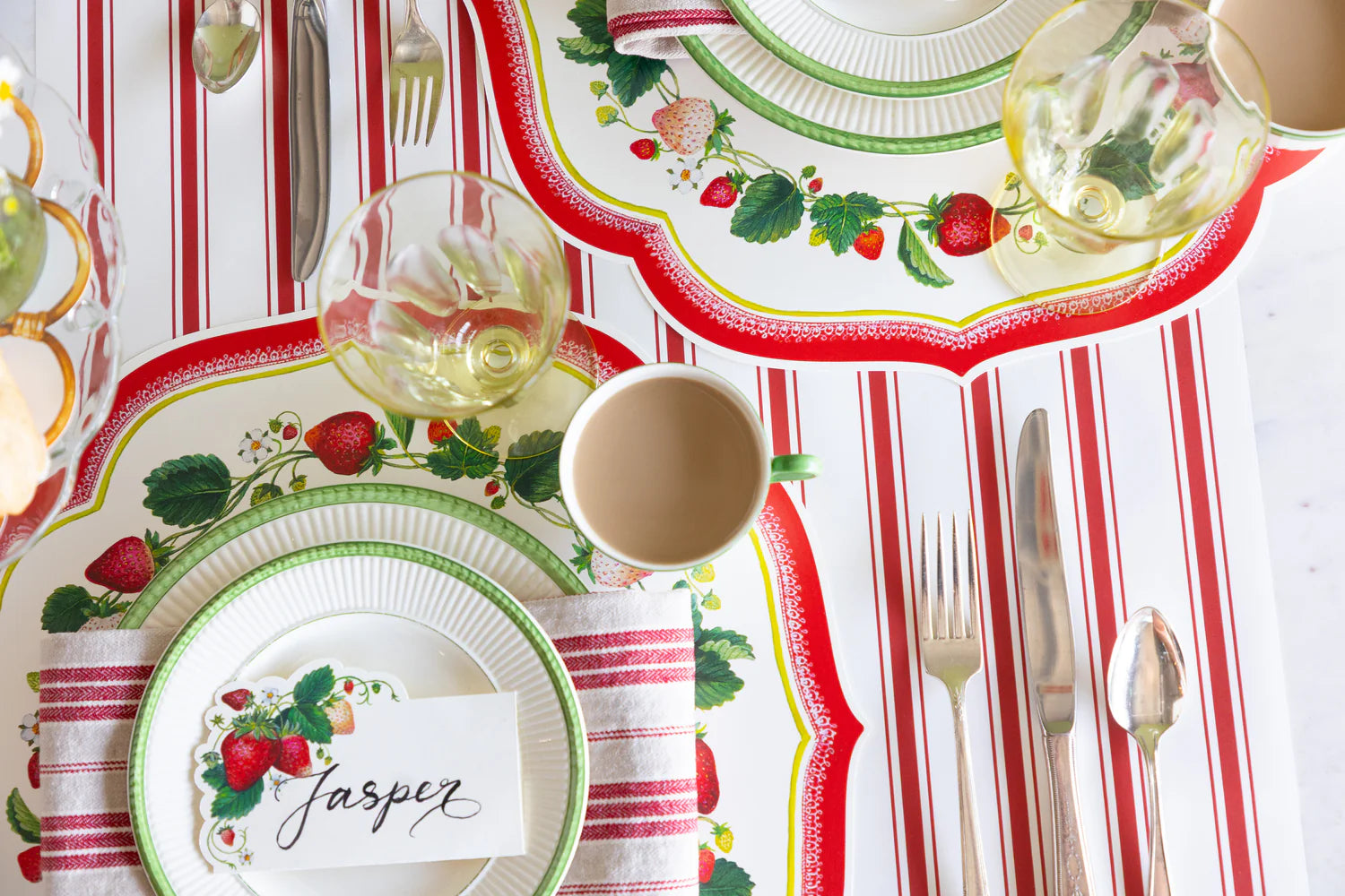Hester & Cook Red Linen Stripe Runner
