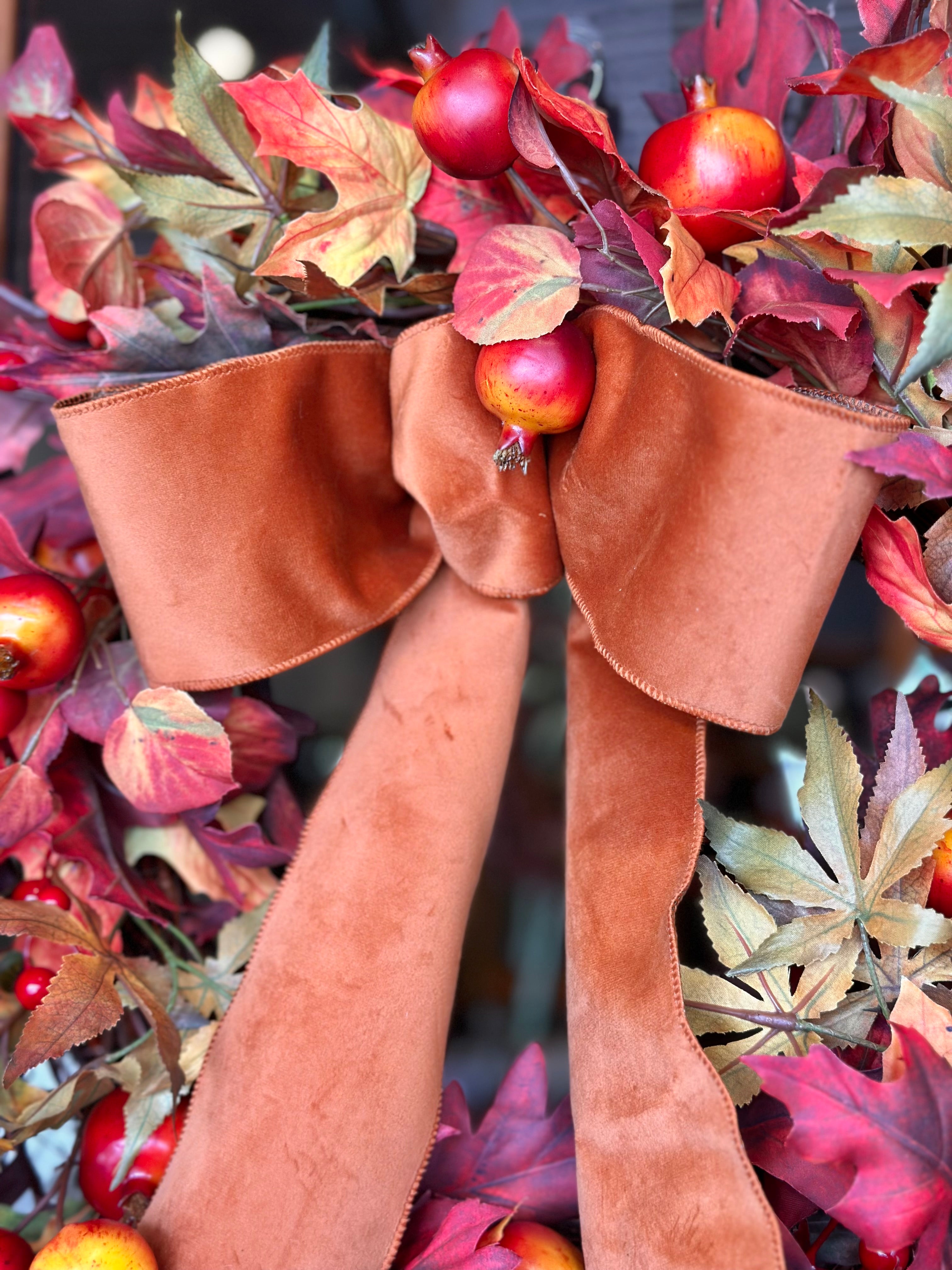 Pomegranate Autumn Leaf Wreath
