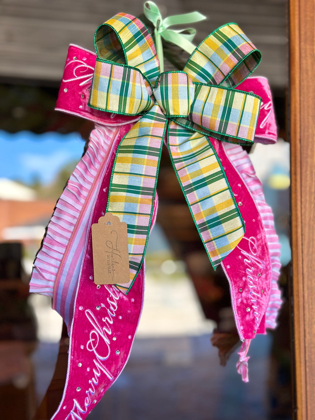 "Merry Christmas" and Pink Ruffles Bow