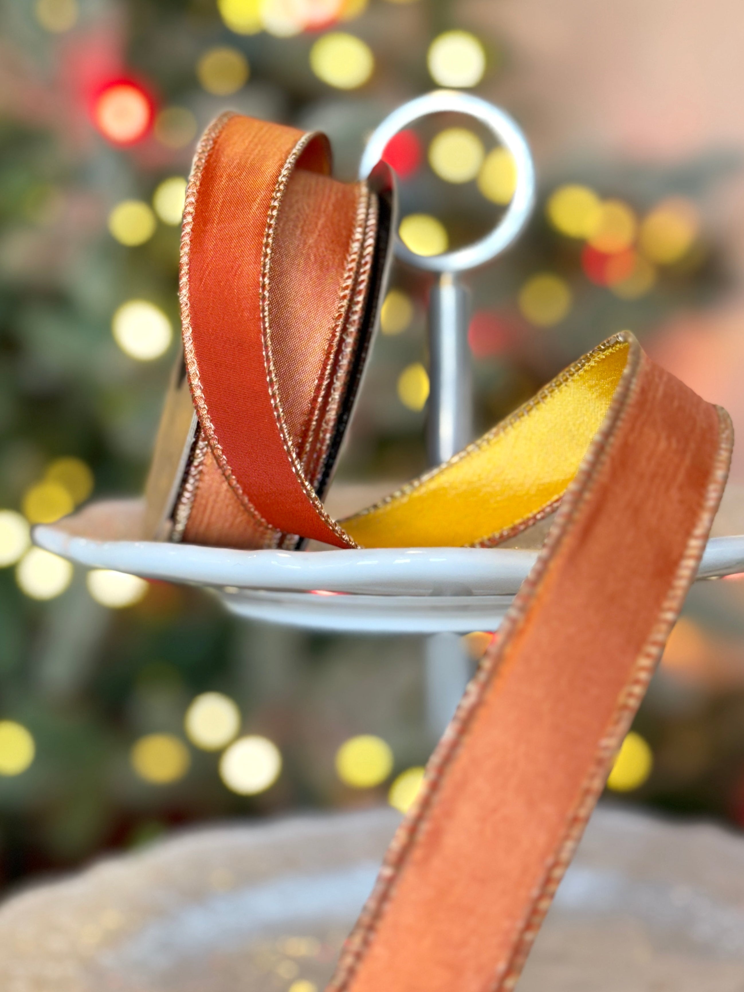 1" Wide Taffeta double side, yellow/orange