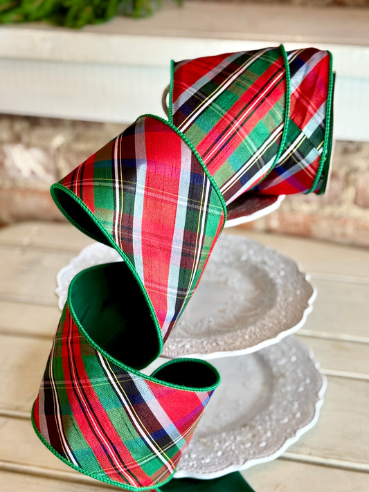 4" Tartan Plaid Wired Ribbon