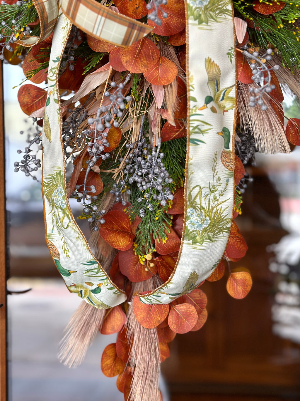 Fall Swag with Mallard & Plaid HIF Original Ribbon