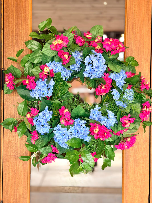 Hydrangeas & Lemon Leaf Wreath