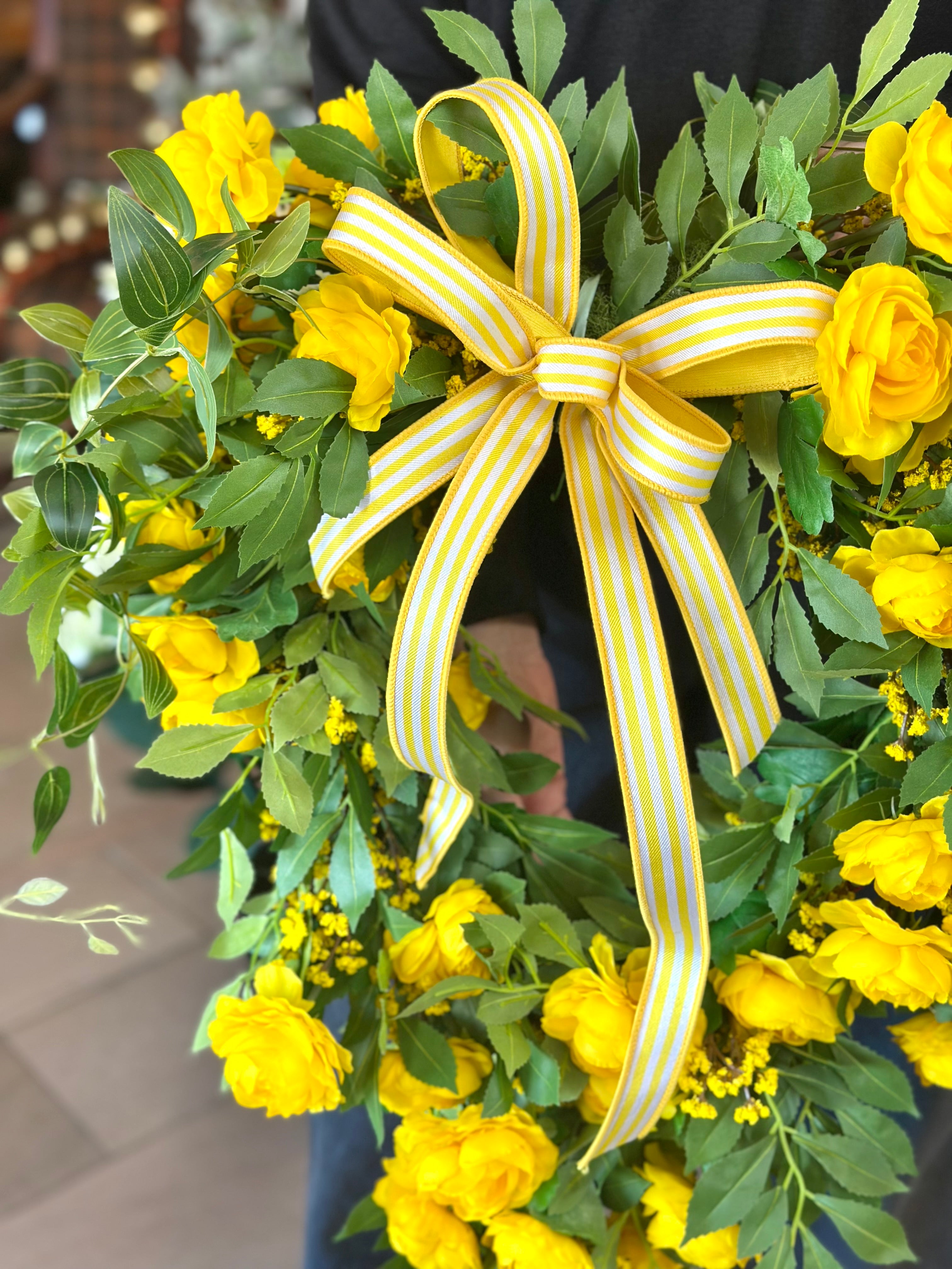 Yellow Ranunculus & Wild Flowers Heart Wreath