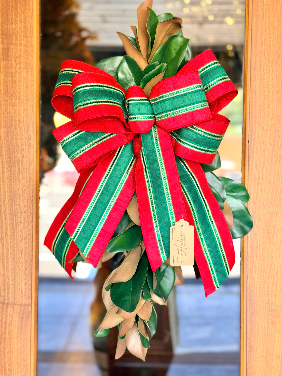 Green Red & Gold Holiday Bow