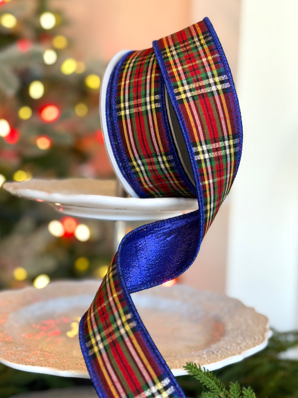 Caroler Plaid 1.75” Wired Ribbon