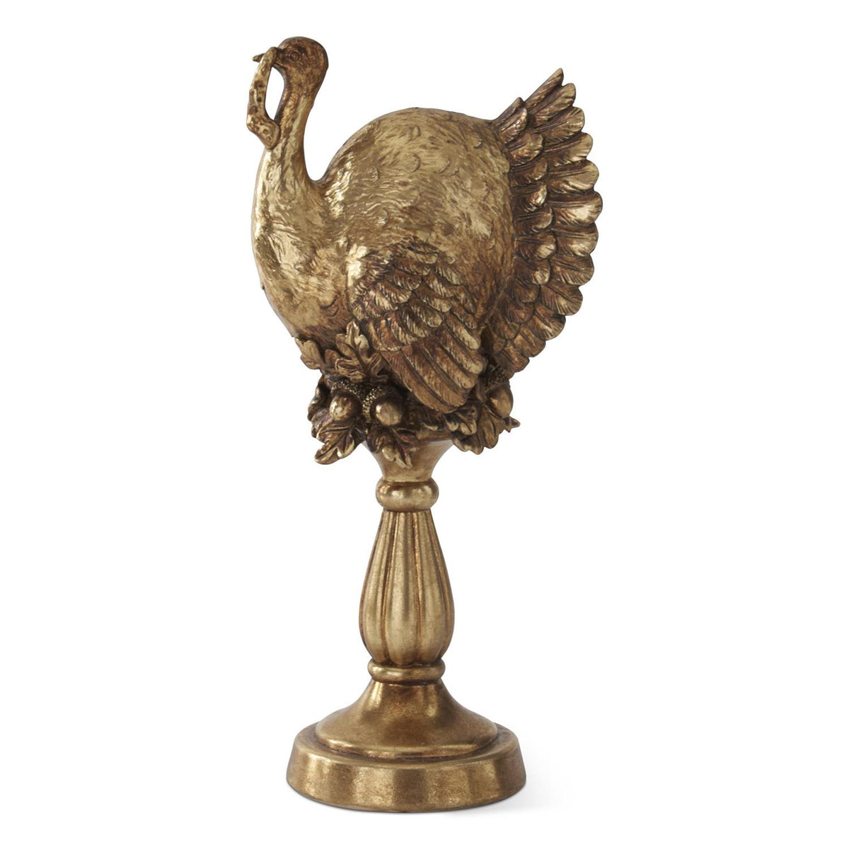 13.25” Gold Resin Turkey on Pedestal