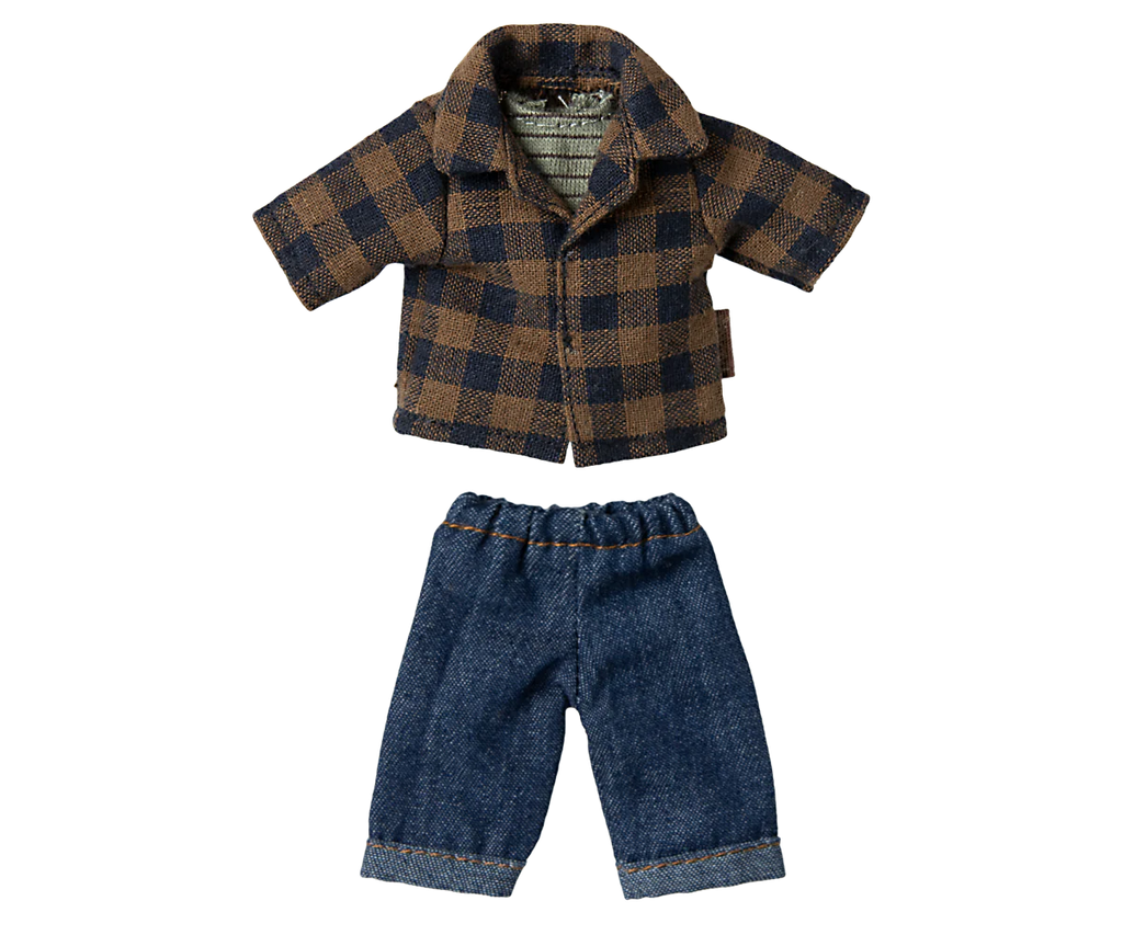 Brown checked shirt and pants, Dad mouse