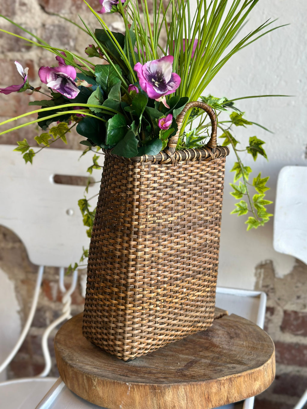 Ivy & Purple Pansy Hanging Basket