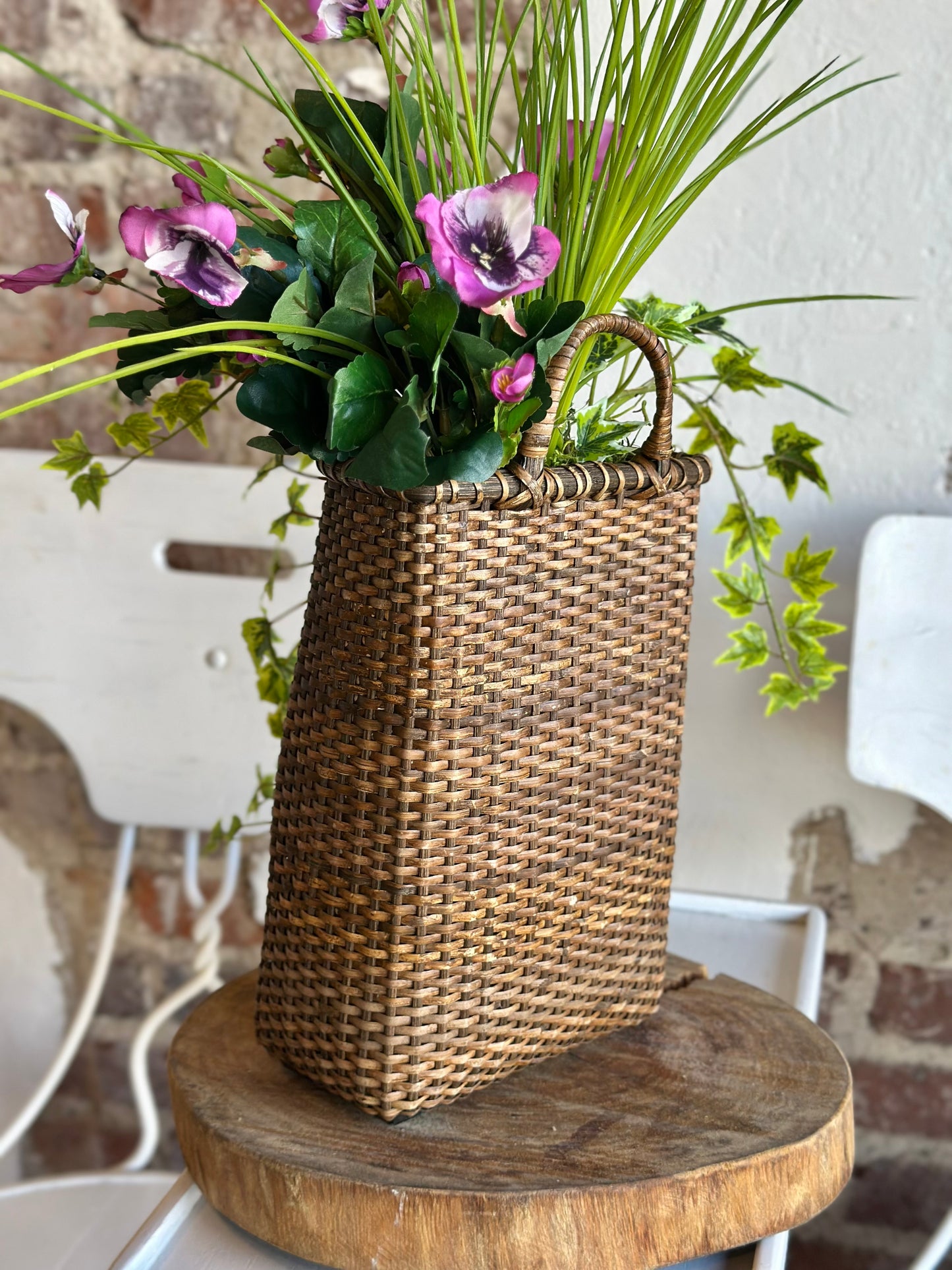 Ivy & Purple Pansy Hanging Basket