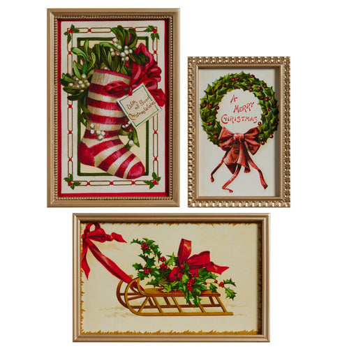 VINTAGE CHRISTMAS FRAMED WALL ART (3 DESIGNS)