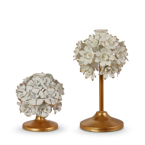 Cream Floral Candle Holders