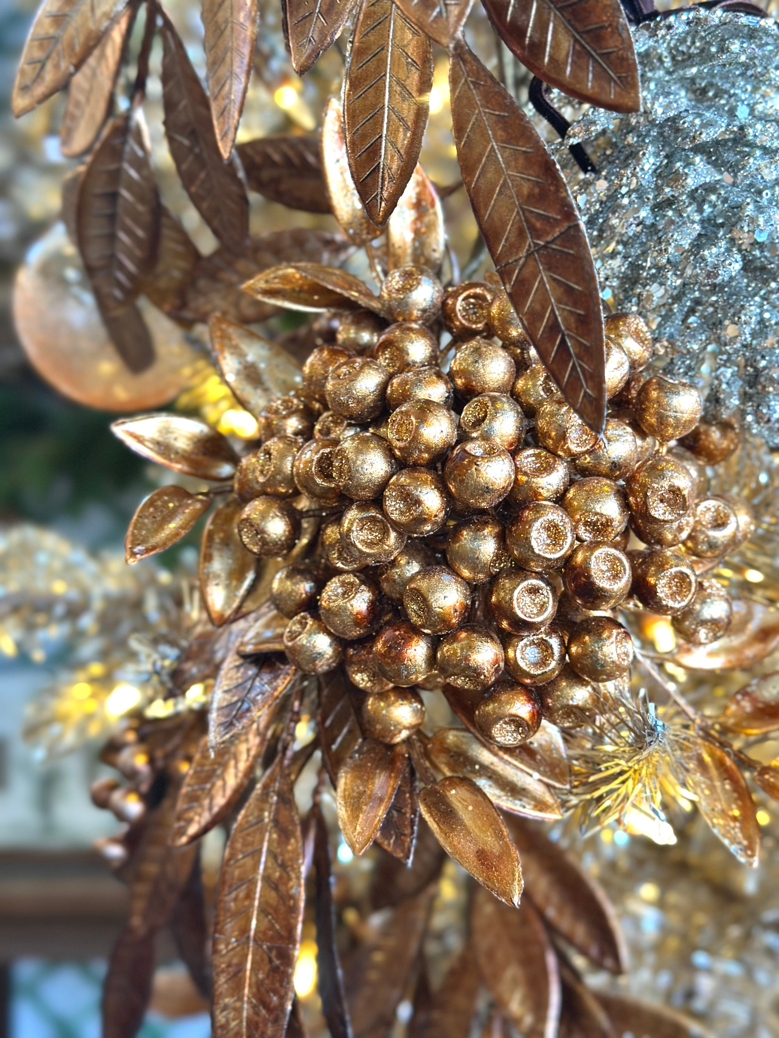 12" METALLIC GLITTER BERRY CLUSTER STEM