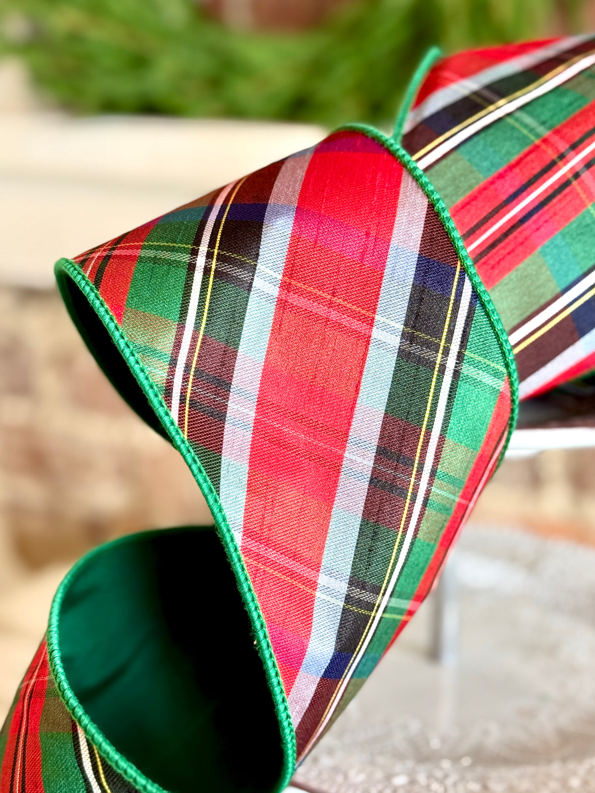 4" Tartan Plaid Wired Ribbon -SOLD BY THE YARD