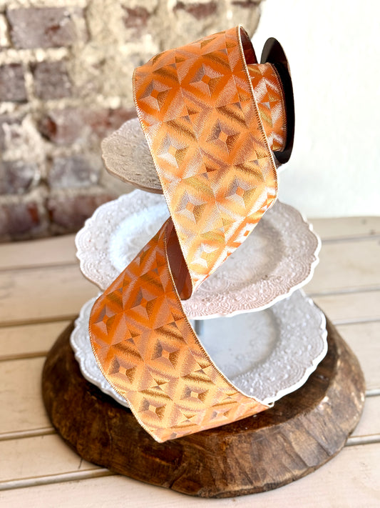4”  Orange ribbon with Diamond Details