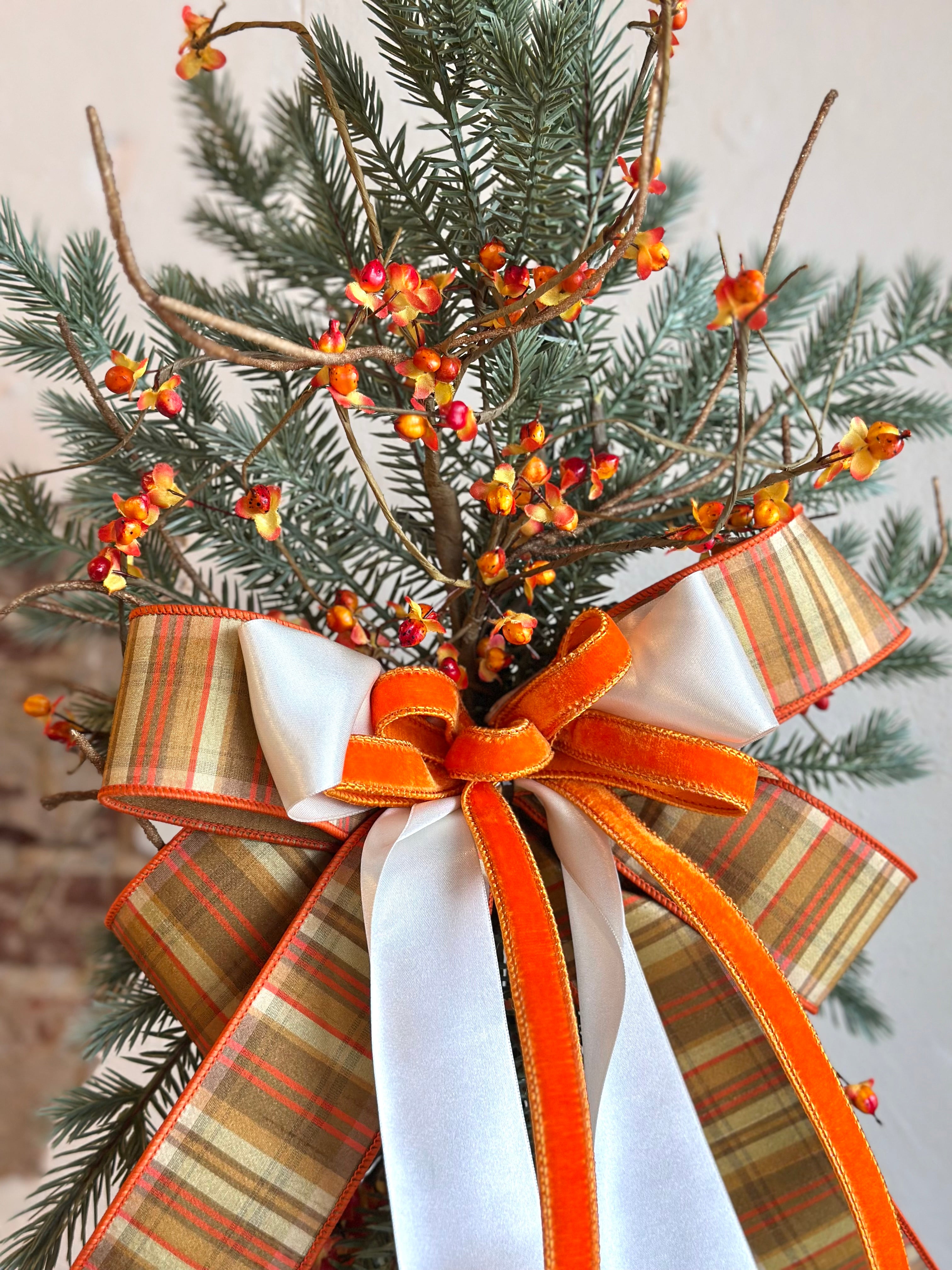 Fall Plaid Orange & White Swag