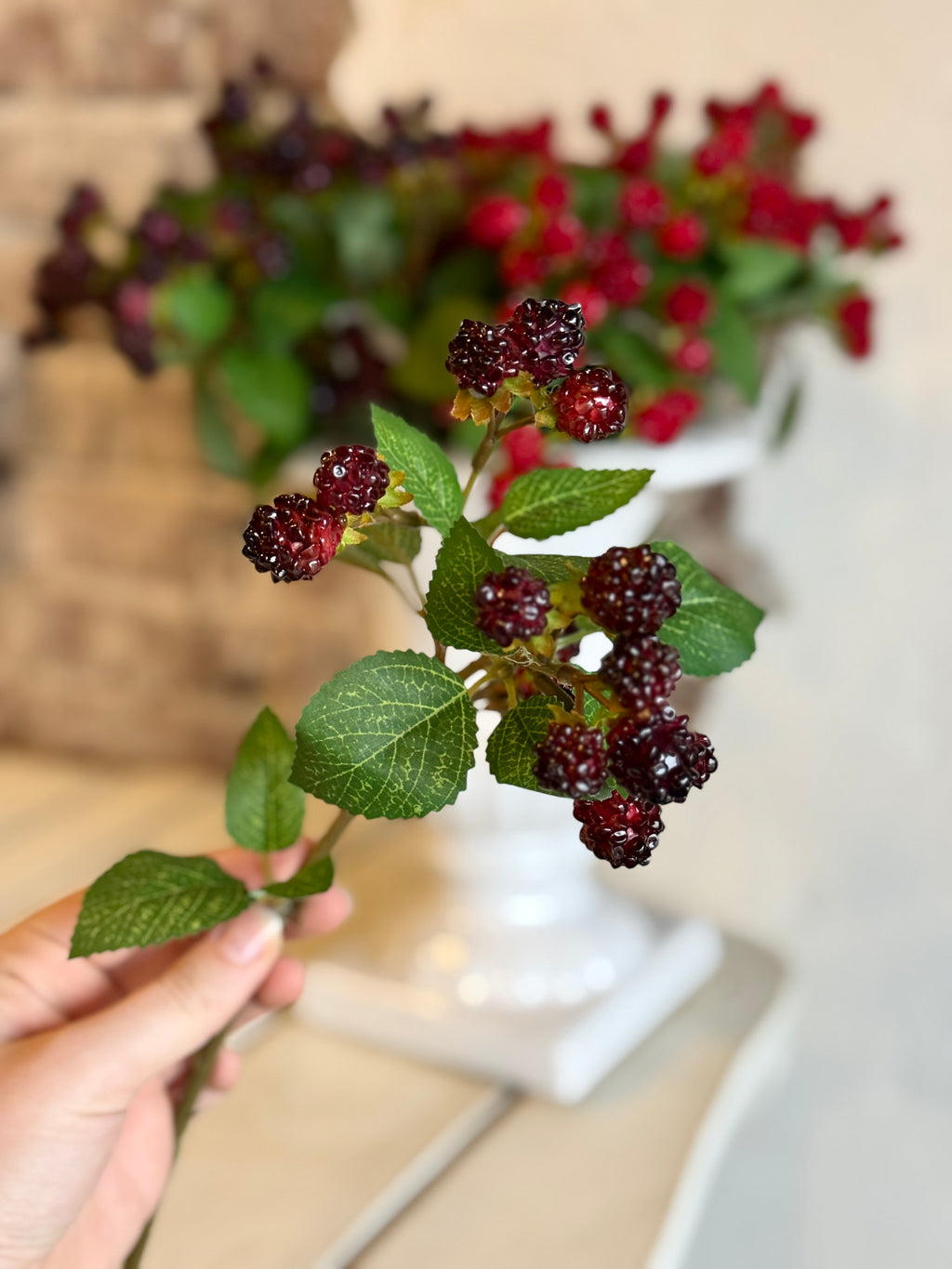 BEADED BOYSENBERRY SPRAY 15.35" (COLOR OPTIONS)