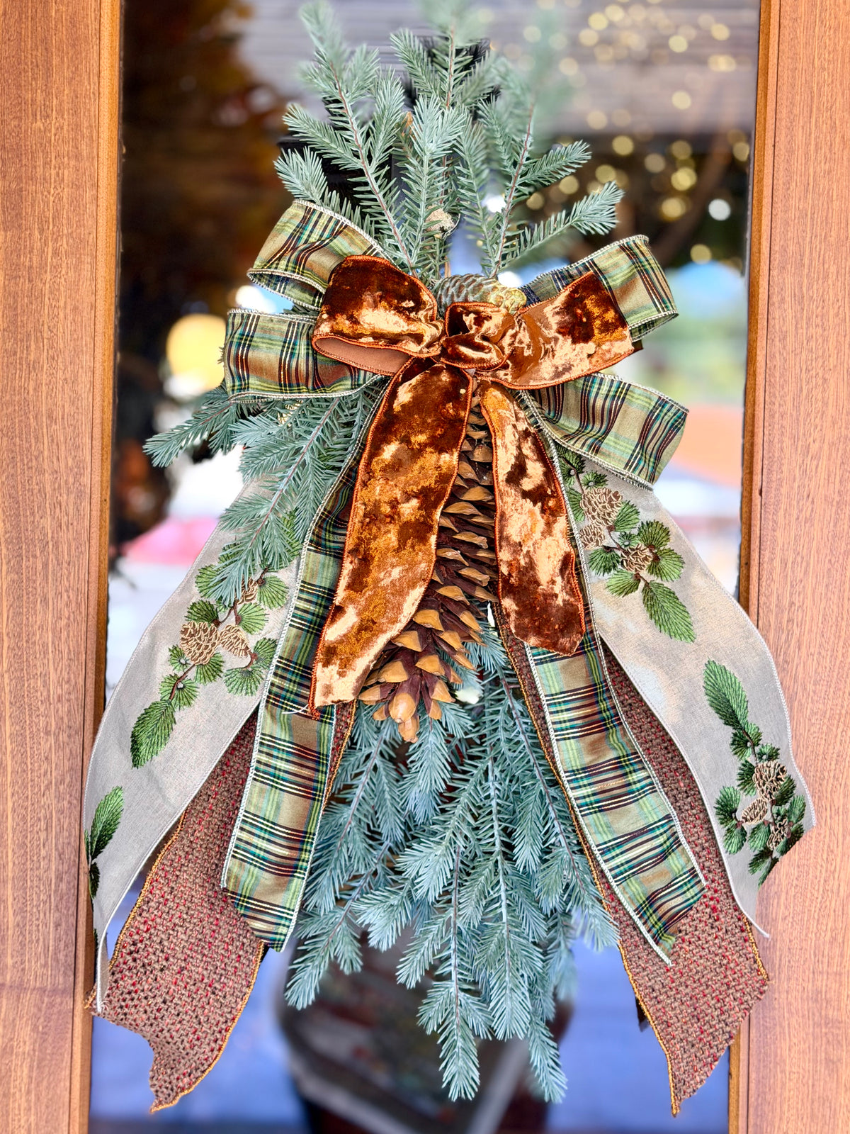Wild Forest Spruce Sugarcone Swag & Bow