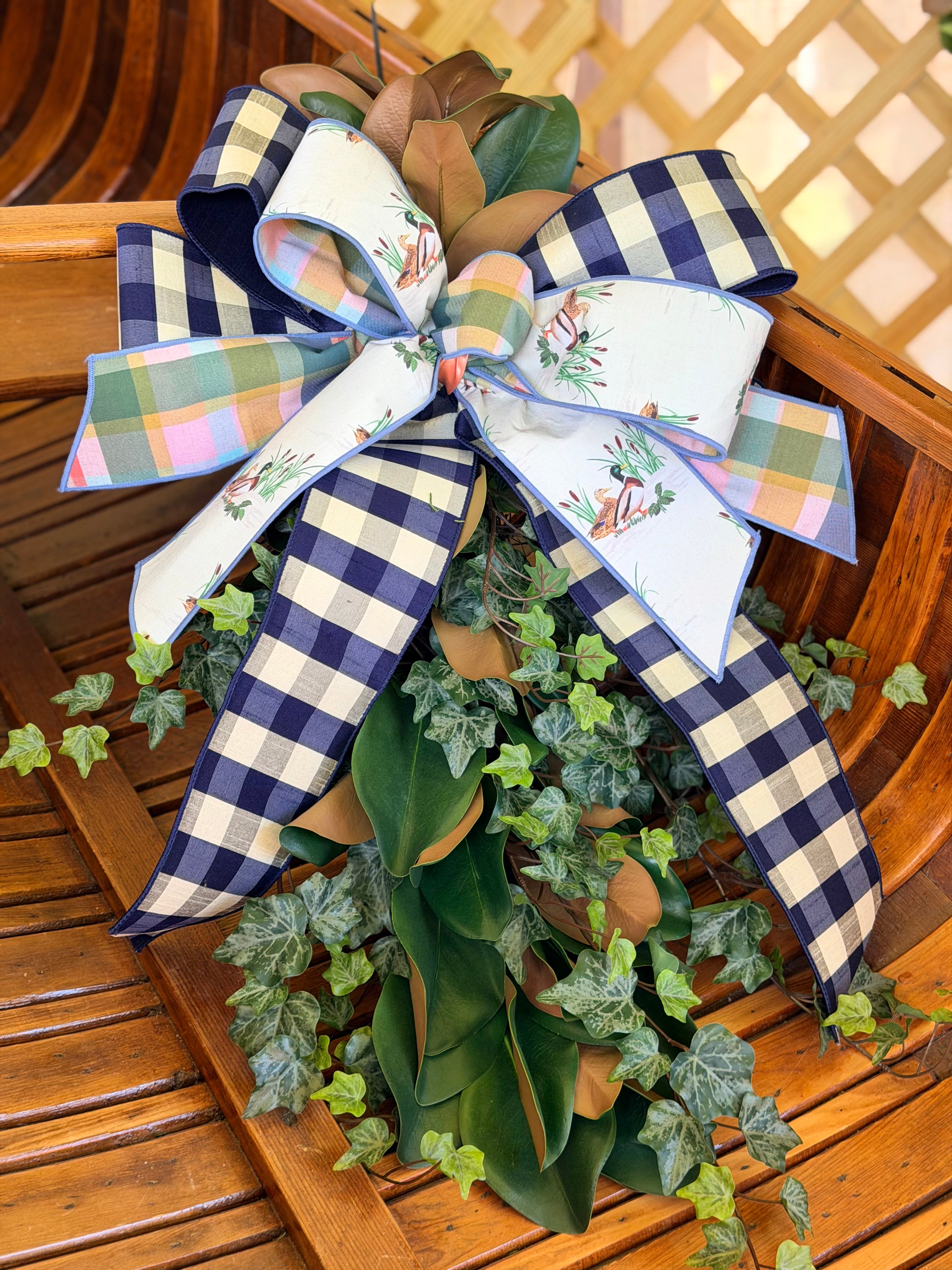 Magnolia & Ivy Drop with Cattail Creek Bow