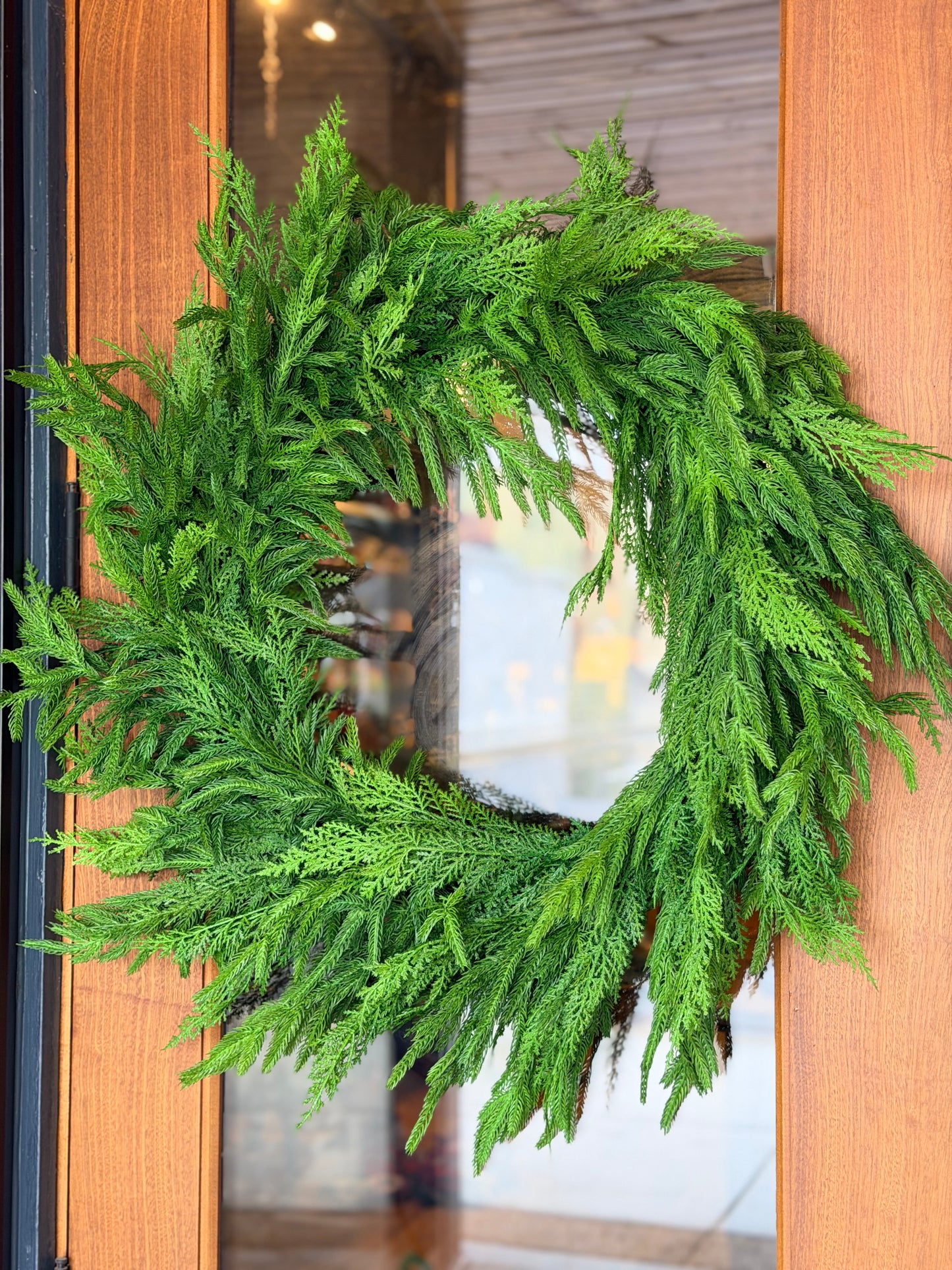 30" REAL TOUCH CEDAR/NORFOLK PINE WREATH