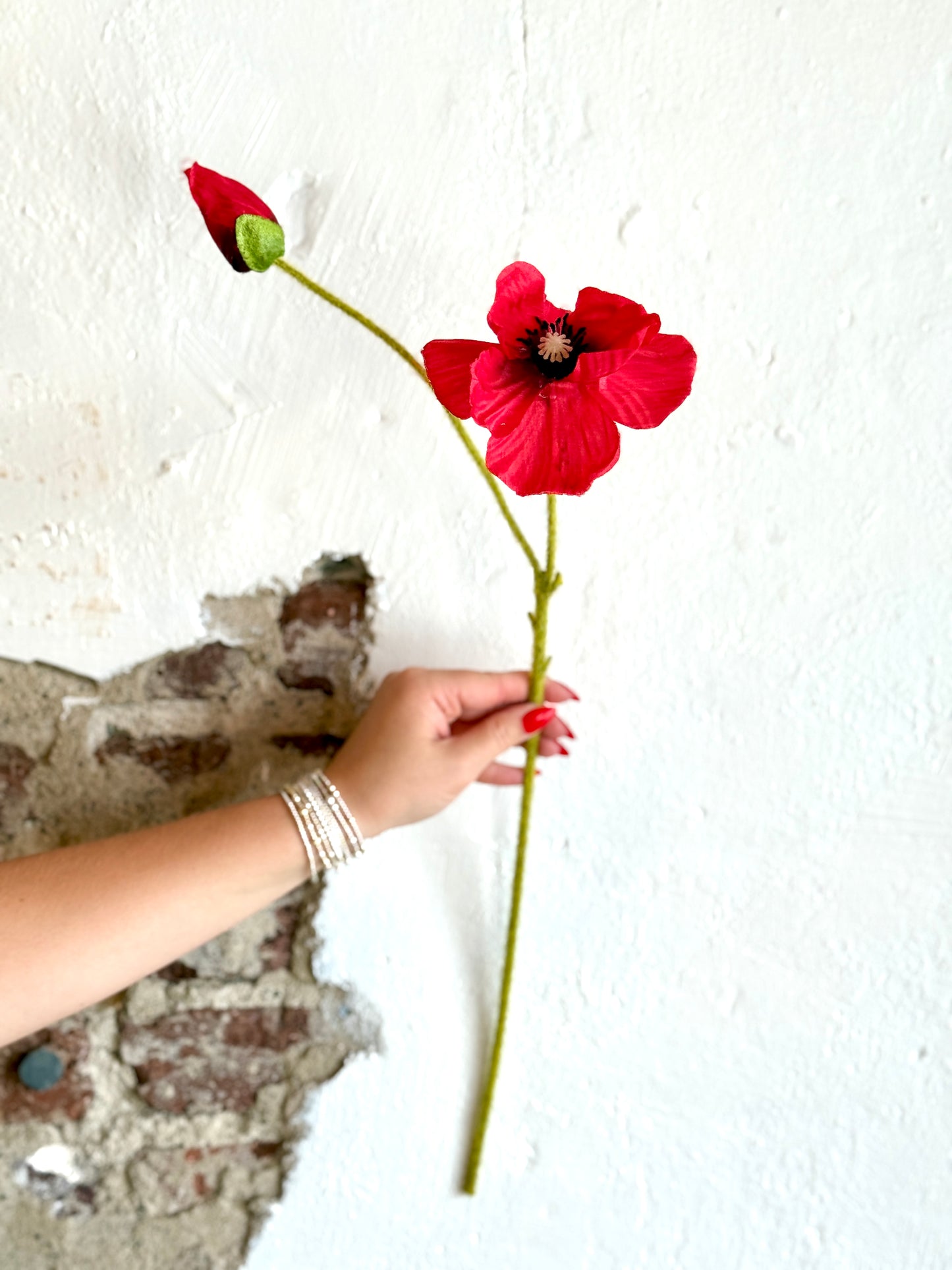 25” Poppy Stem and Bud (Multiple Options)