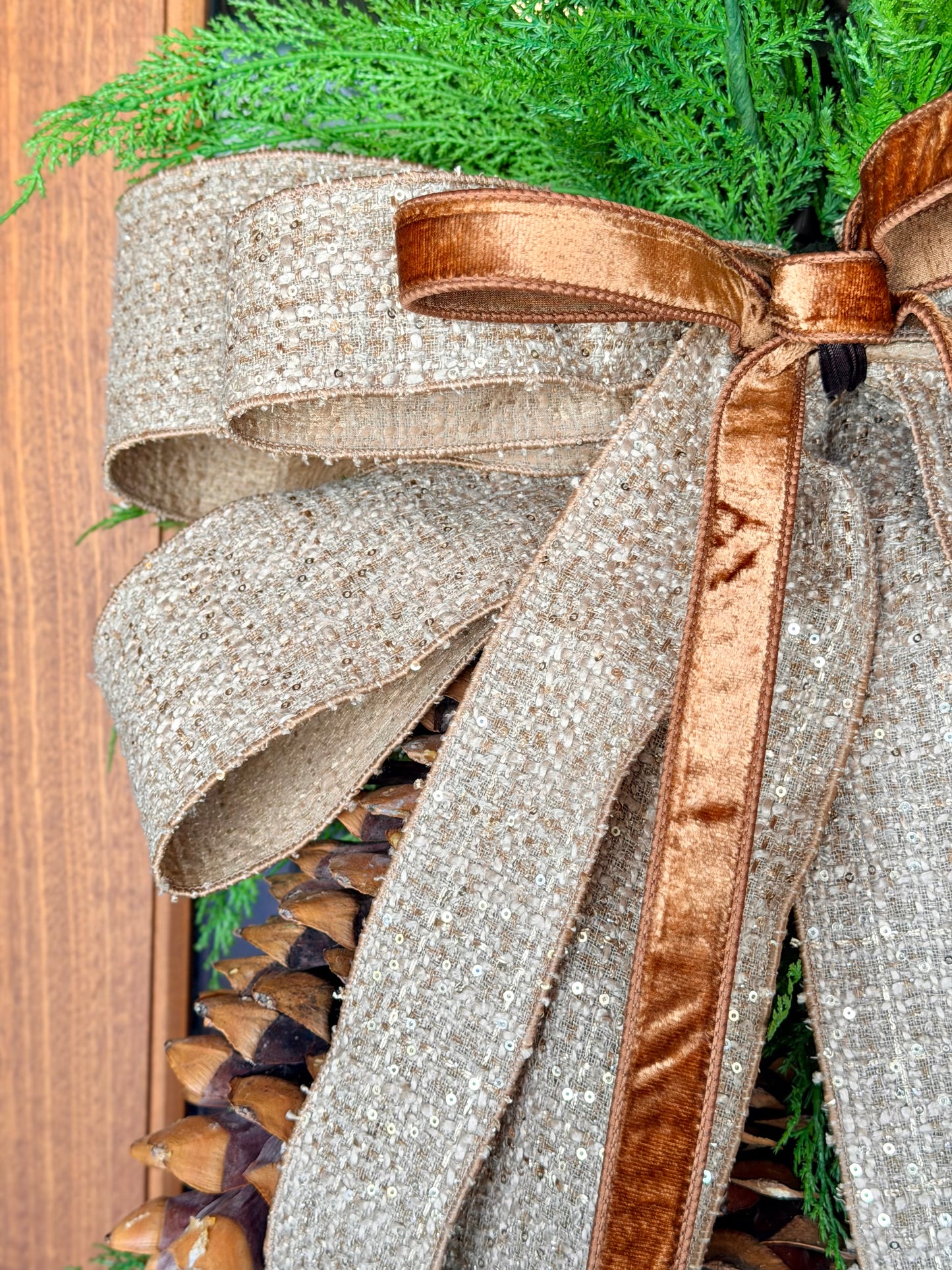 Cappuccino Winter Tweed Bow