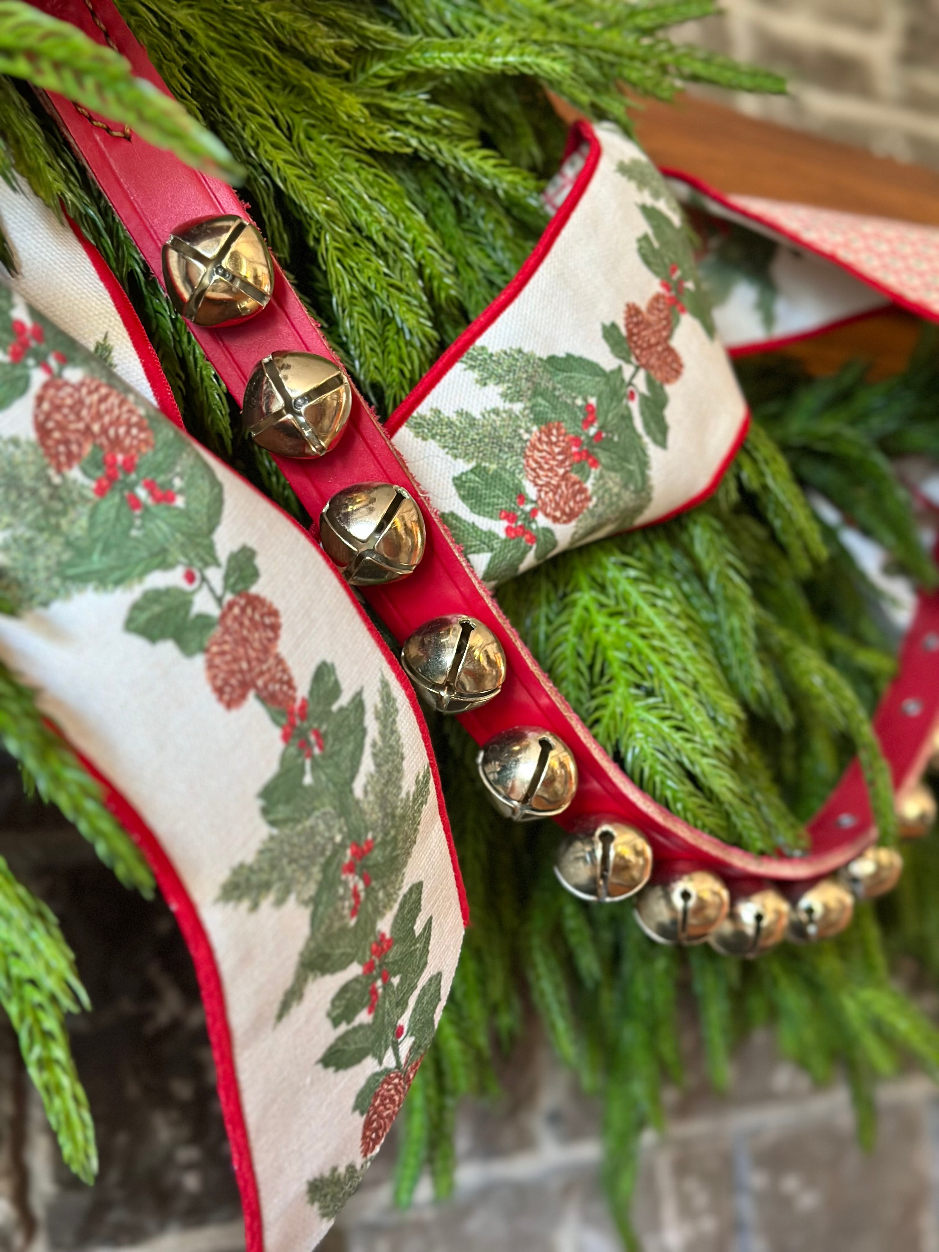 5’ Red Leather Strap with Brass Bells