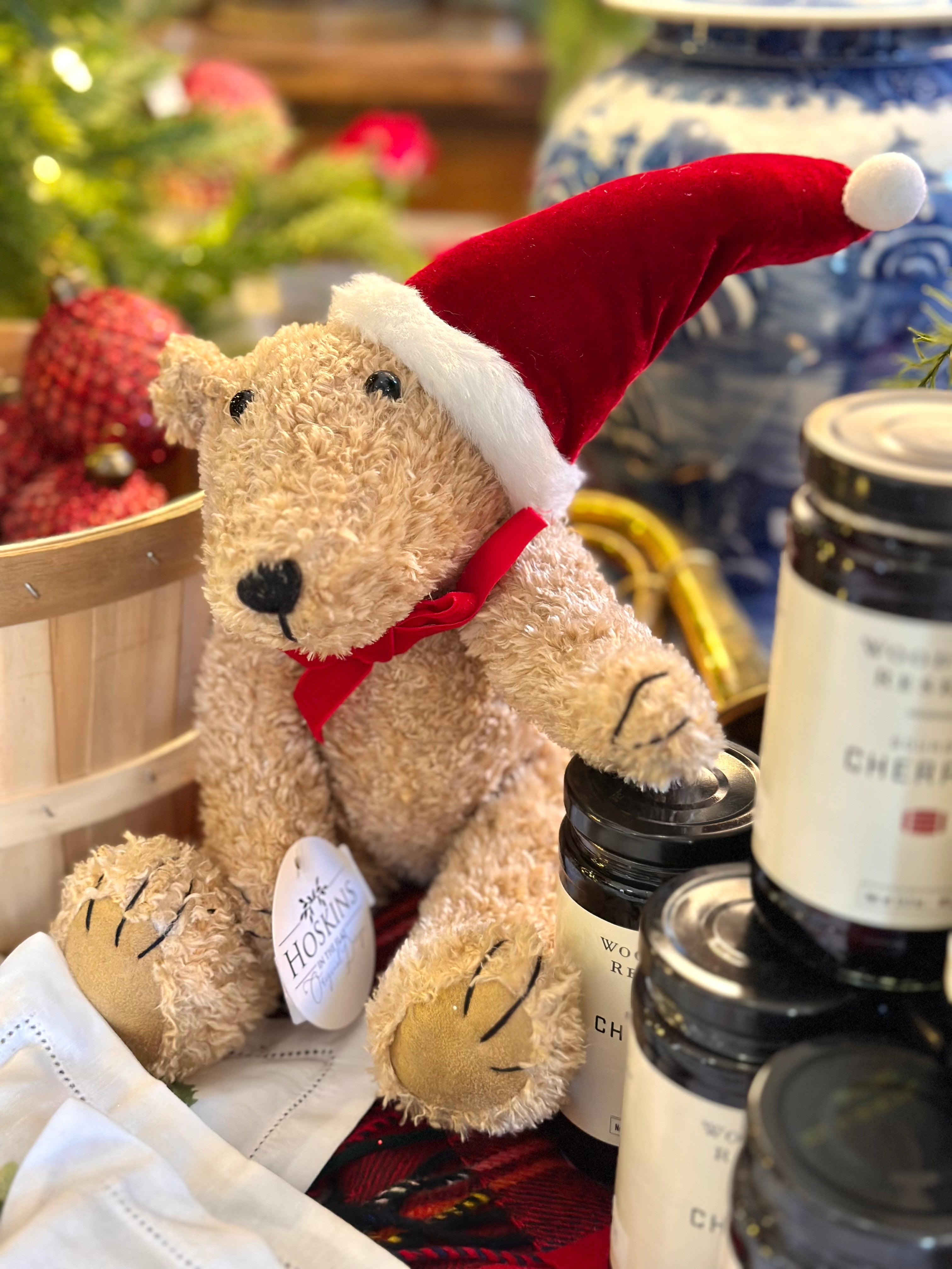 15" ANTIQUE STUFFED SANTA BEAR