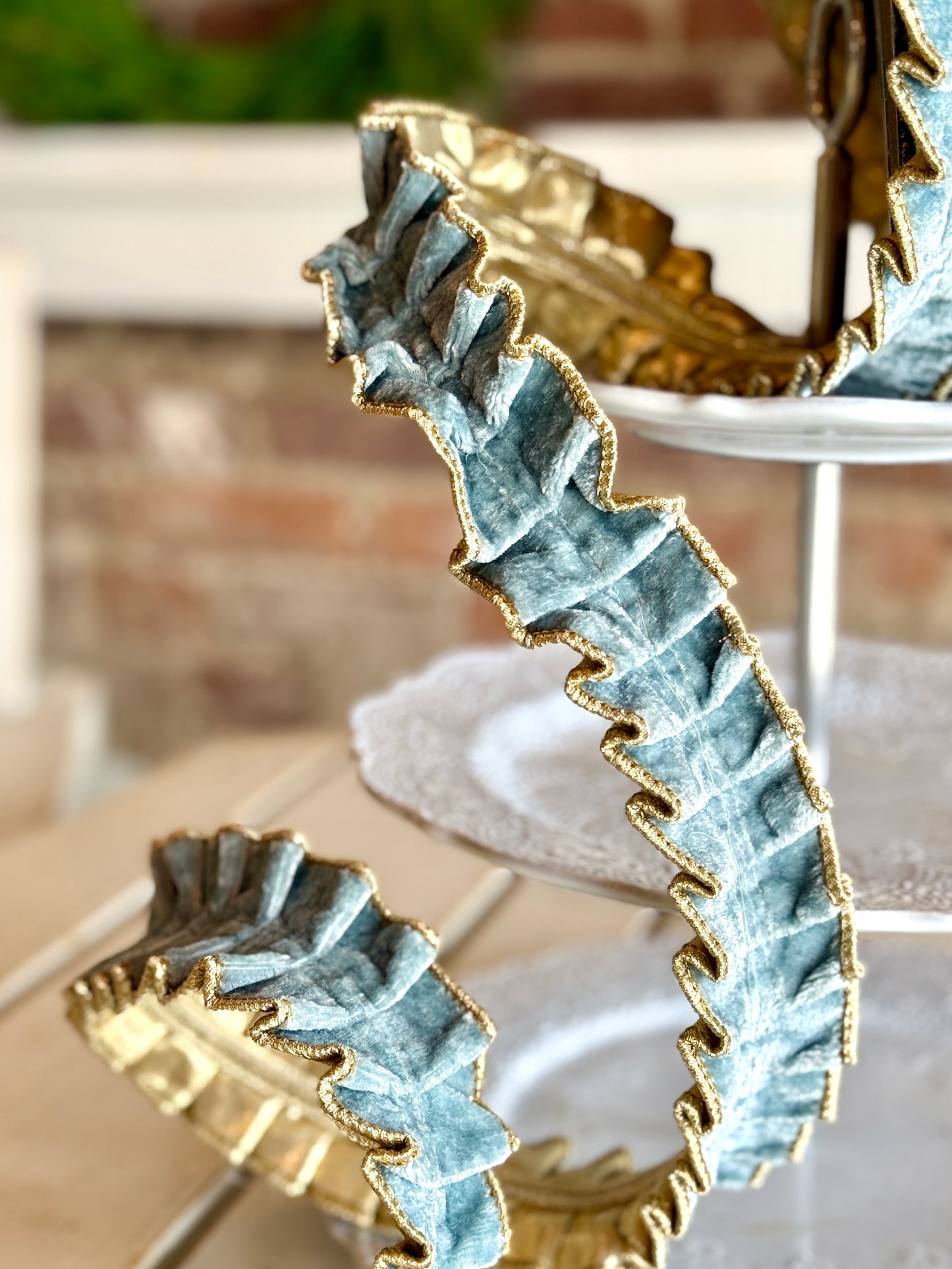 1.5” JME Fused Aqua Velvet Pleated Metallic
