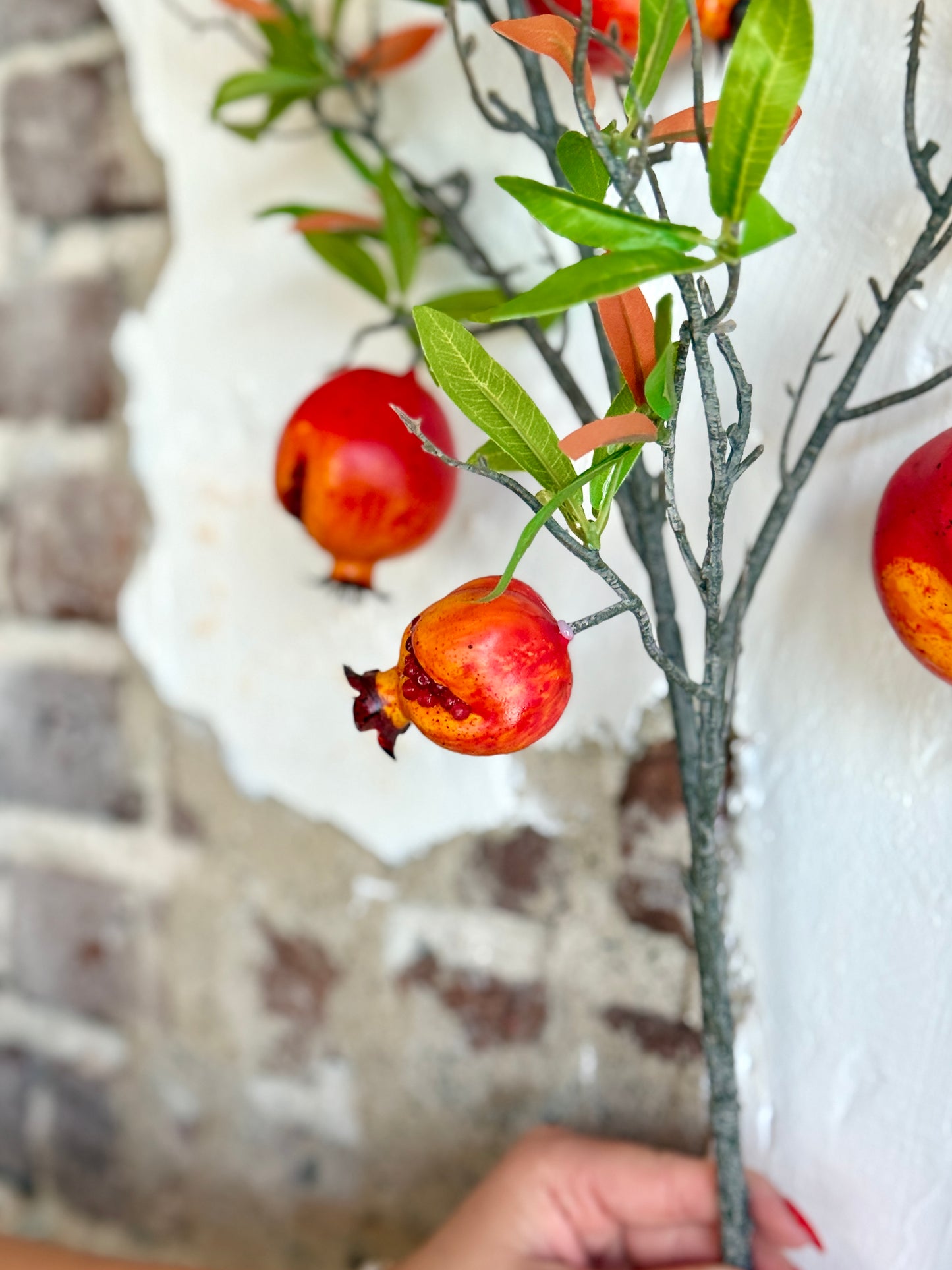 37" POMEGRANATE SPRAY, RED/ORANGE