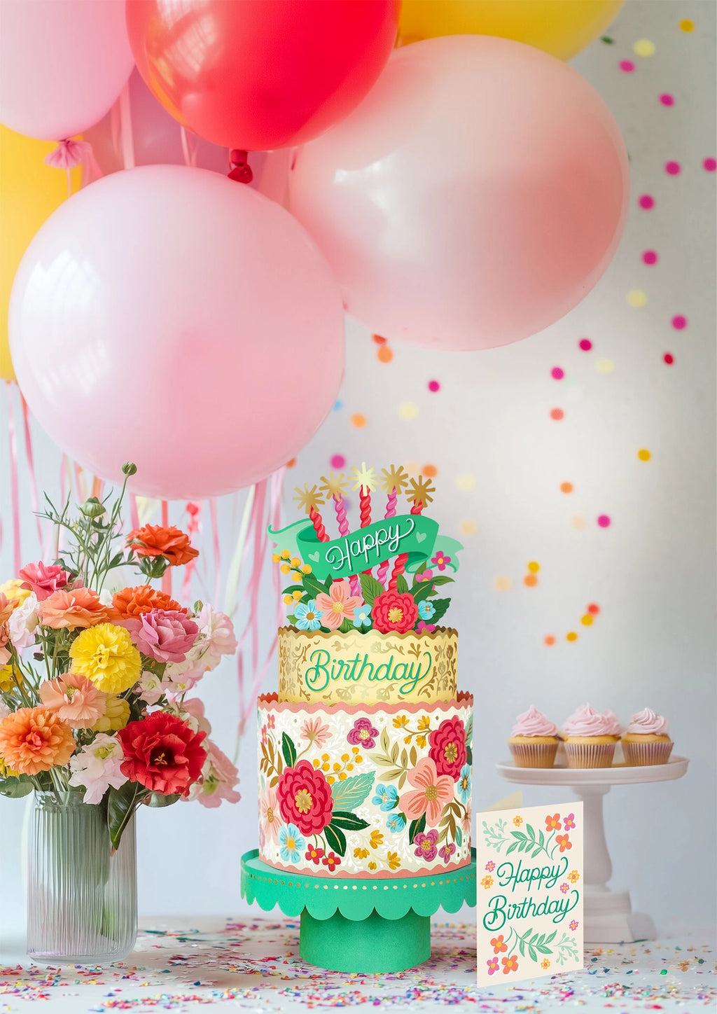 FreshCut Paper Blooming Birthday Cake